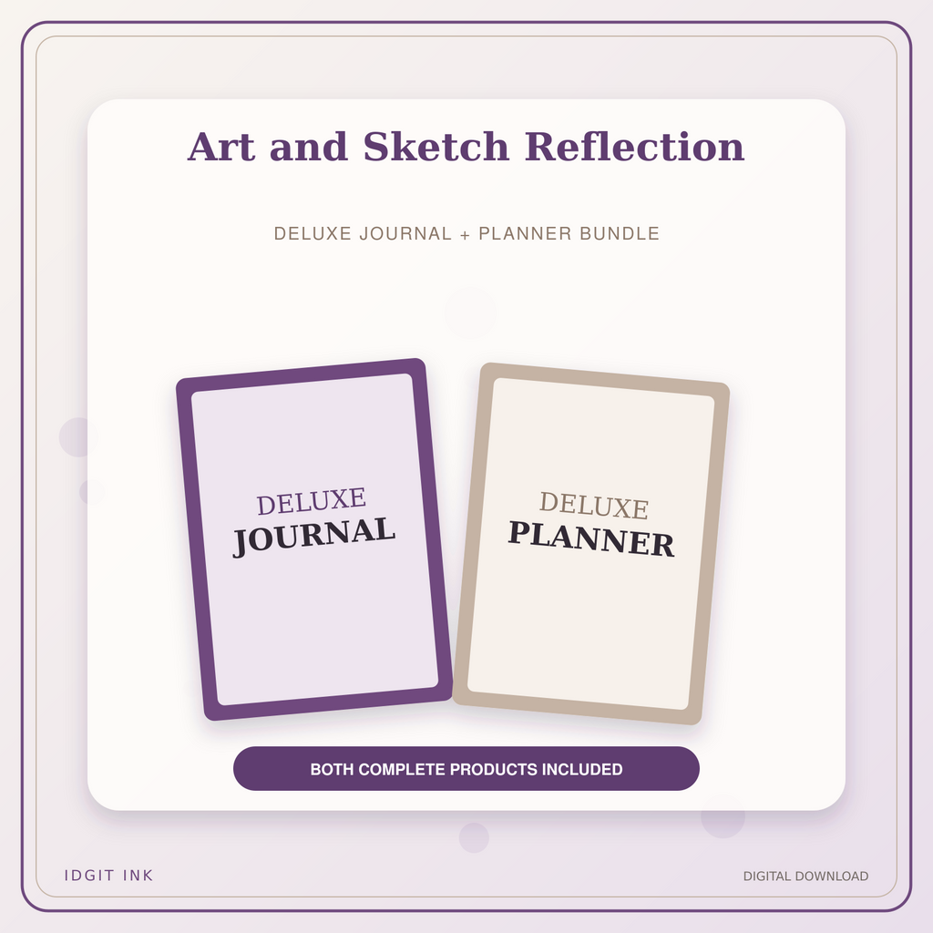 Idgit Ink Art and Sketch Reflection deluxe journal and planner bundle — primary bundle cover showing both deluxe products