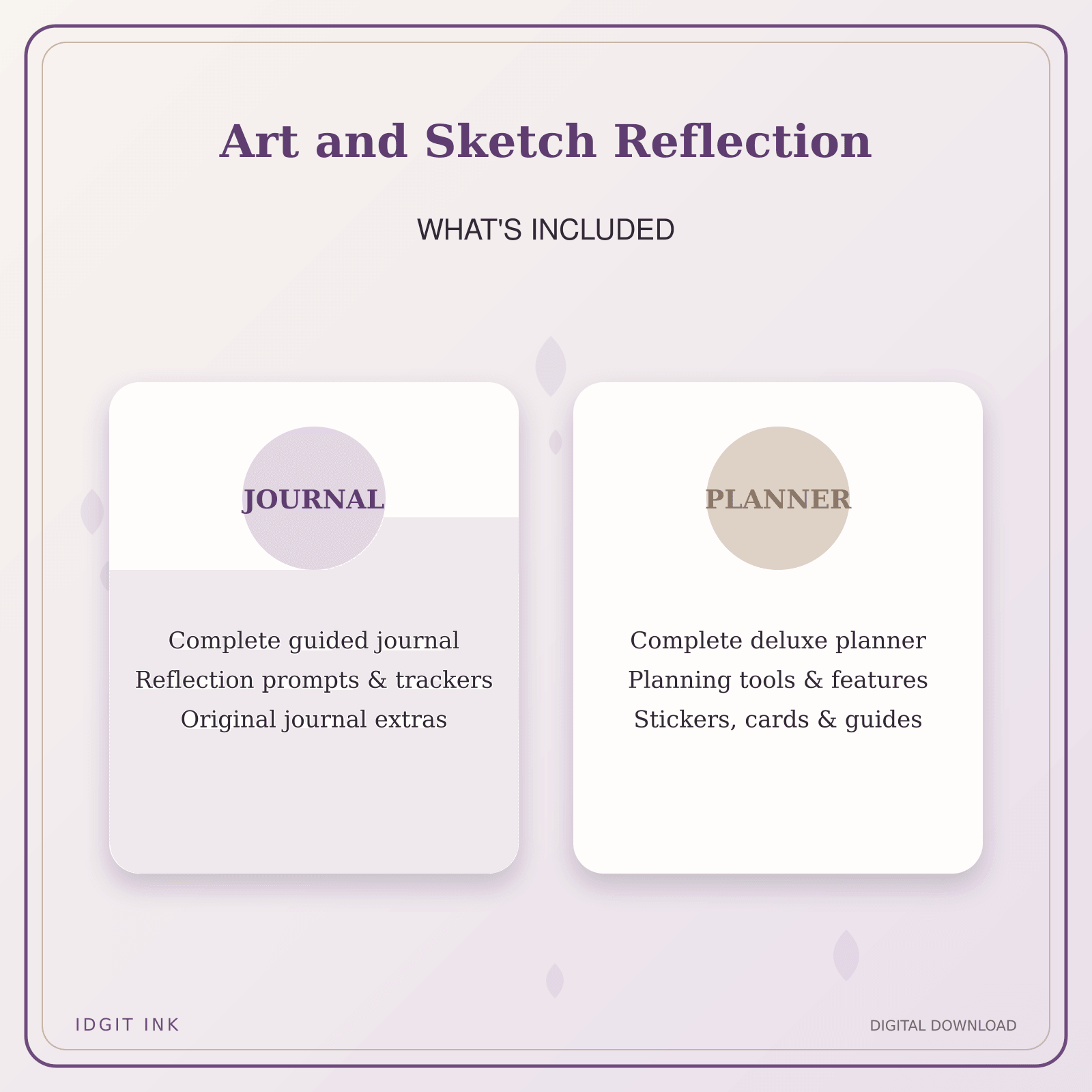 Idgit Ink Art and Sketch Reflection deluxe journal and planner bundle — complete journal and planner bundle contents