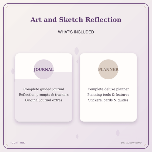Idgit Ink Art and Sketch Reflection deluxe journal and planner bundle — complete journal and planner bundle contents