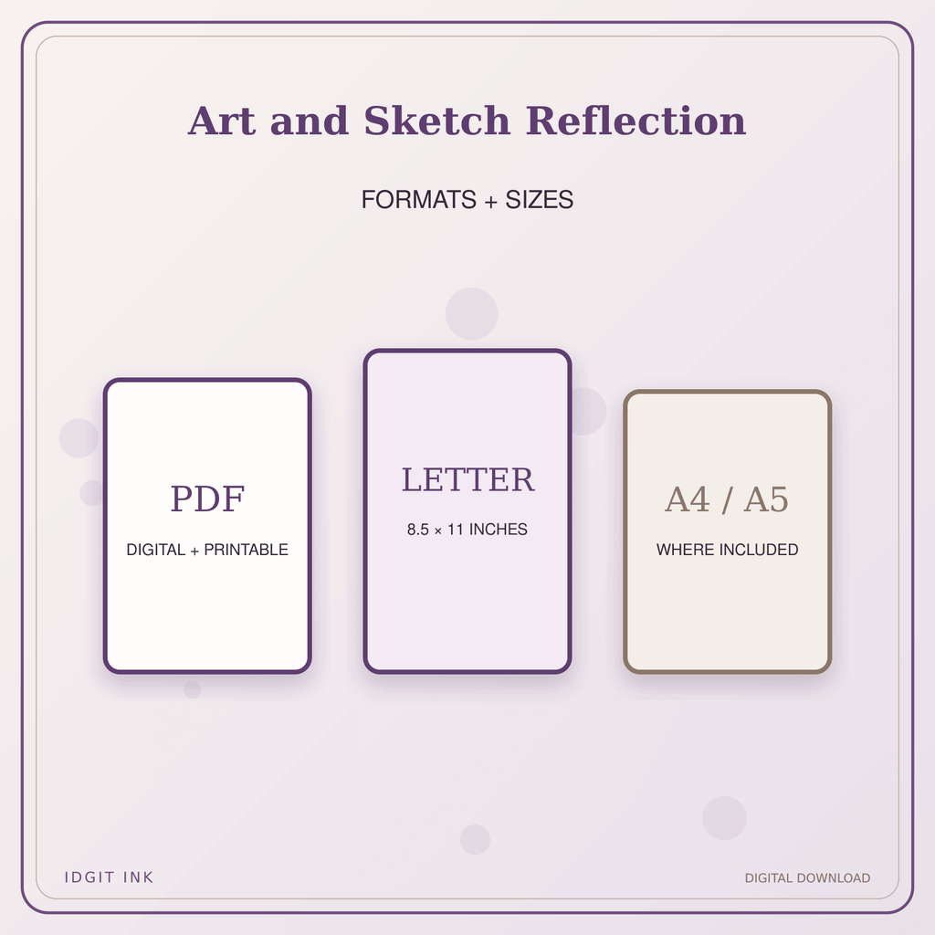 Idgit Ink Art and Sketch Reflection deluxe journal and planner bundle — digital formats and available page sizes