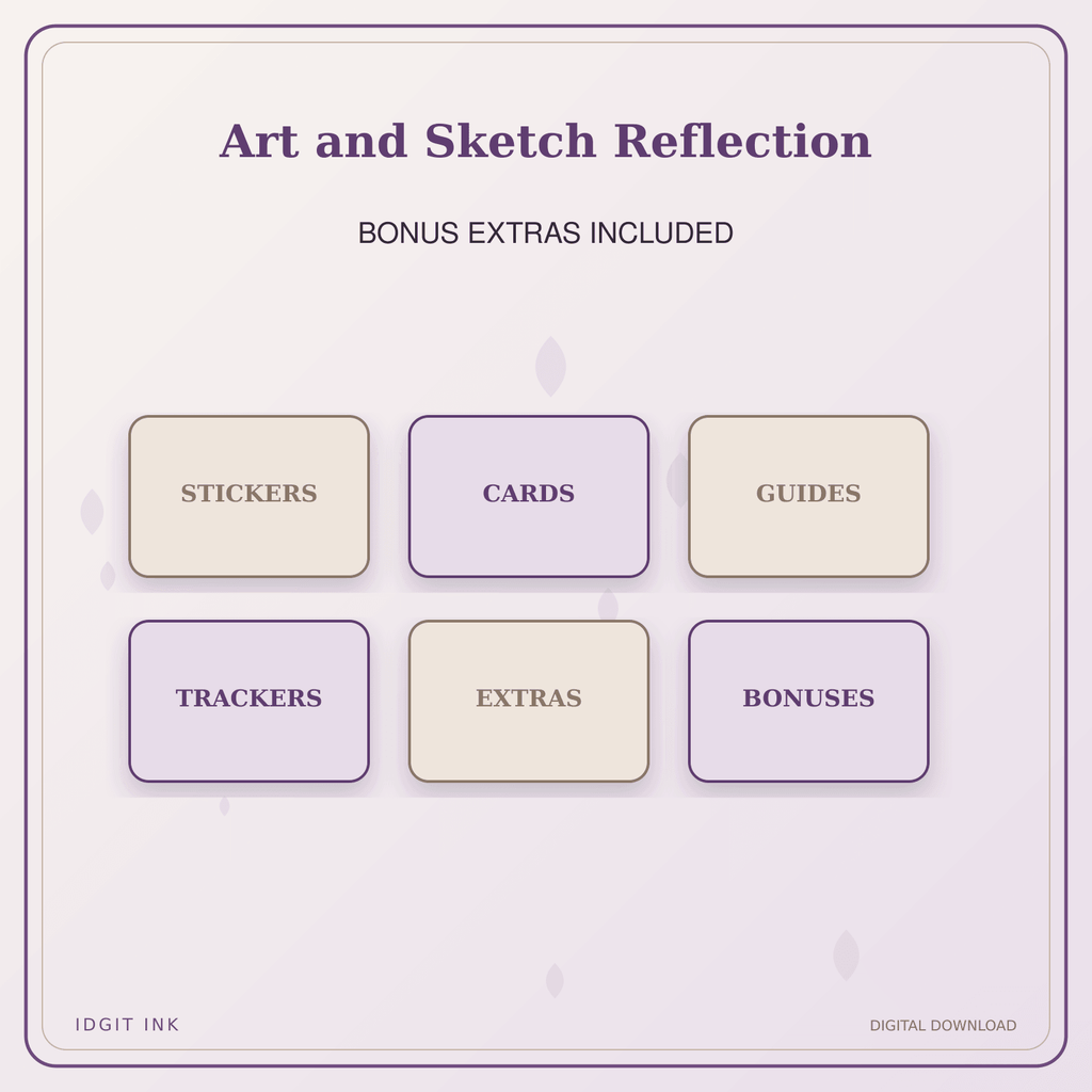 Idgit Ink Art and Sketch Reflection deluxe journal and planner bundle — included digital stickers and cards