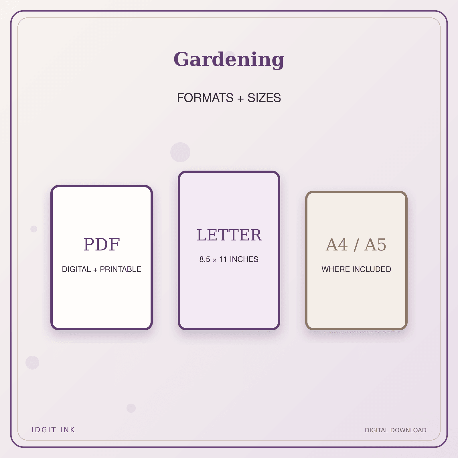 Idgit Ink Gardening deluxe journal and planner bundle — digital formats and available page sizes