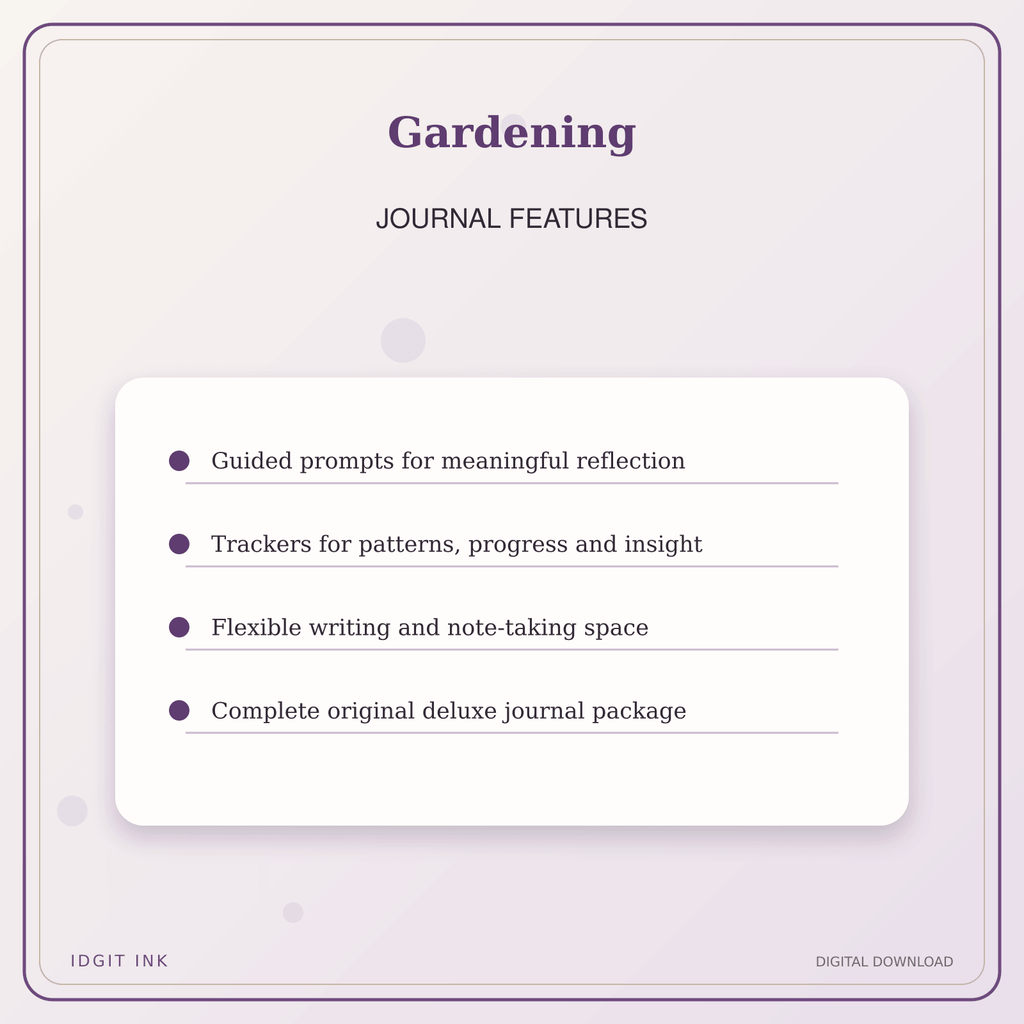 Idgit Ink Gardening deluxe journal and planner bundle — journal prompts and reflection features
