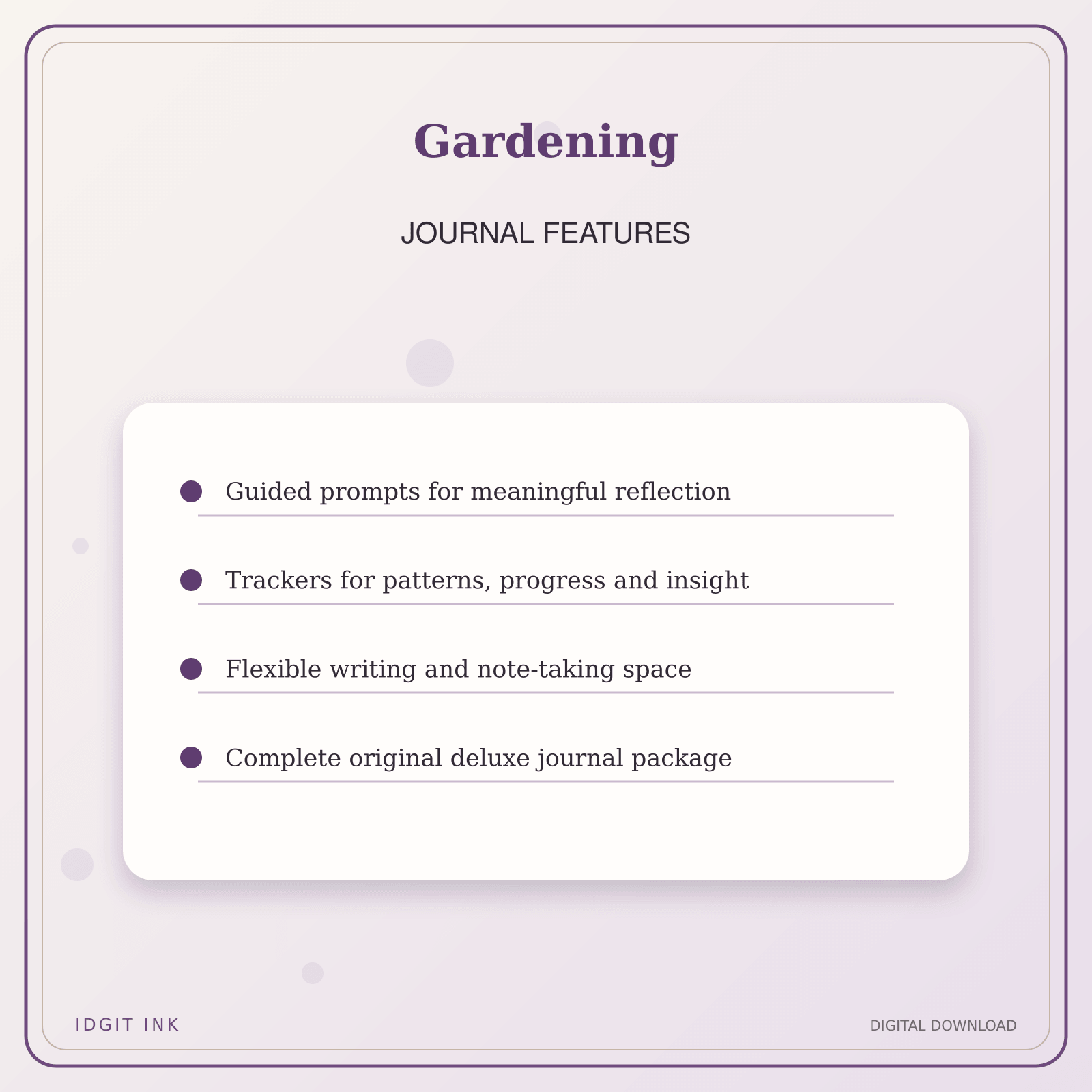 Idgit Ink Gardening deluxe journal and planner bundle — journal prompts and reflection features