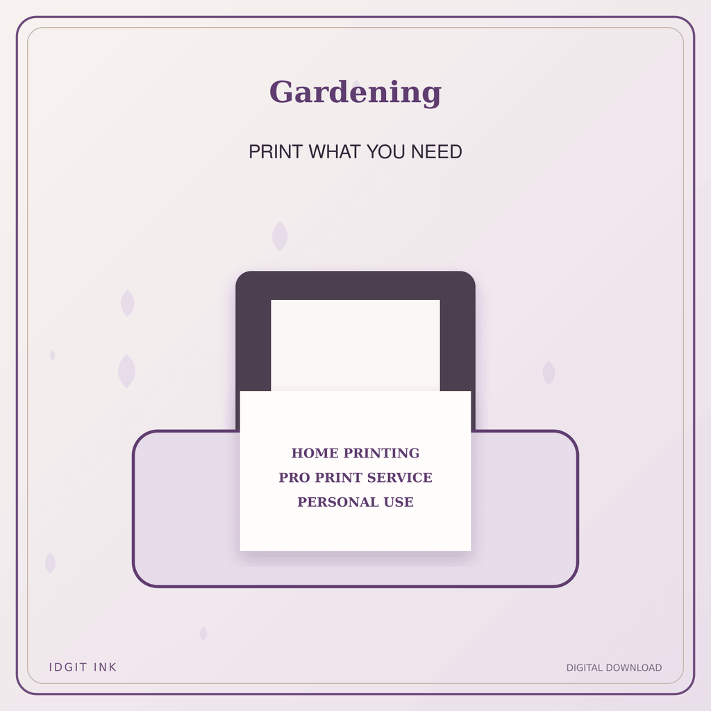 Idgit Ink Gardening deluxe journal and planner bundle — home and professional printing information