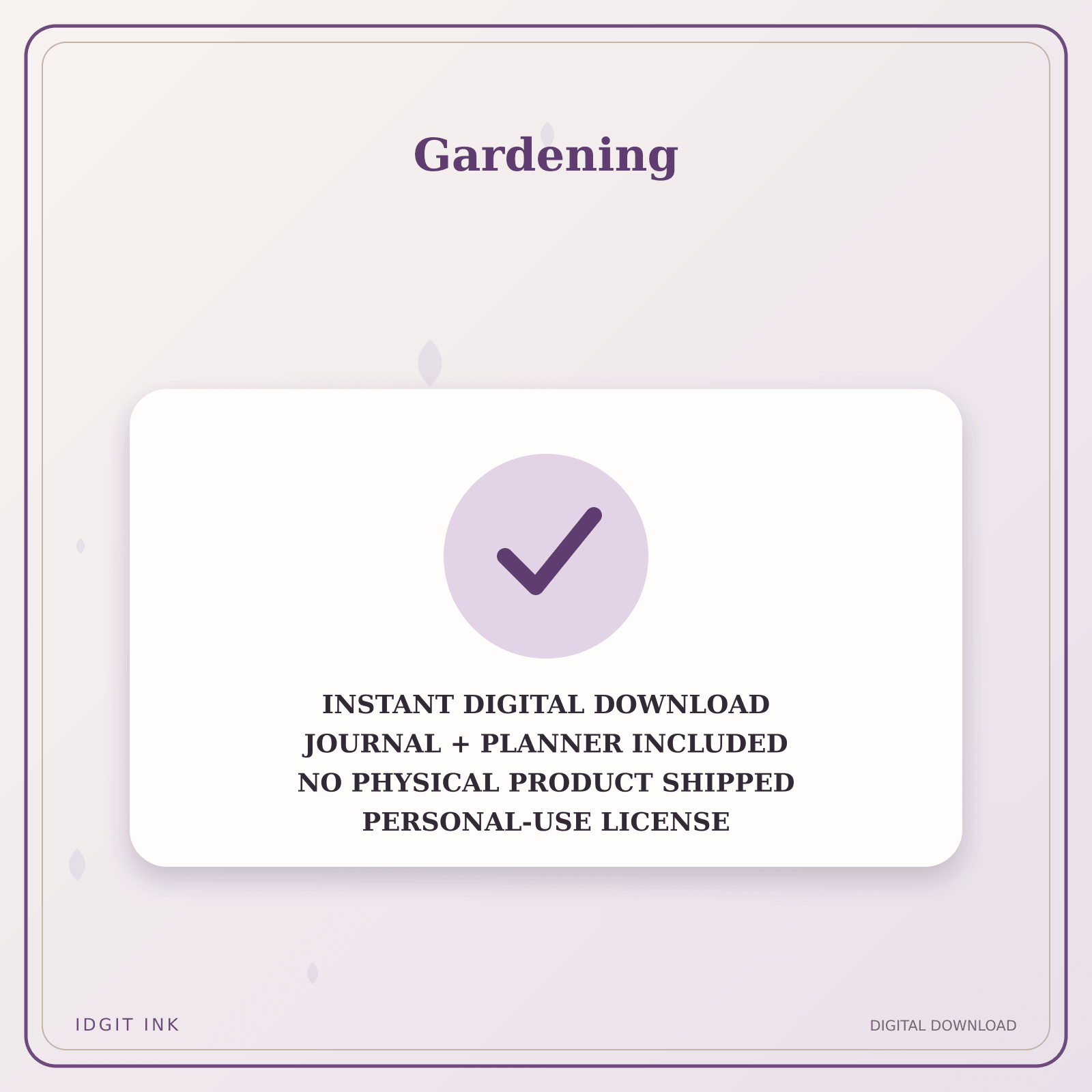 Idgit Ink Gardening deluxe journal and planner bundle — instant download and no physical product notice