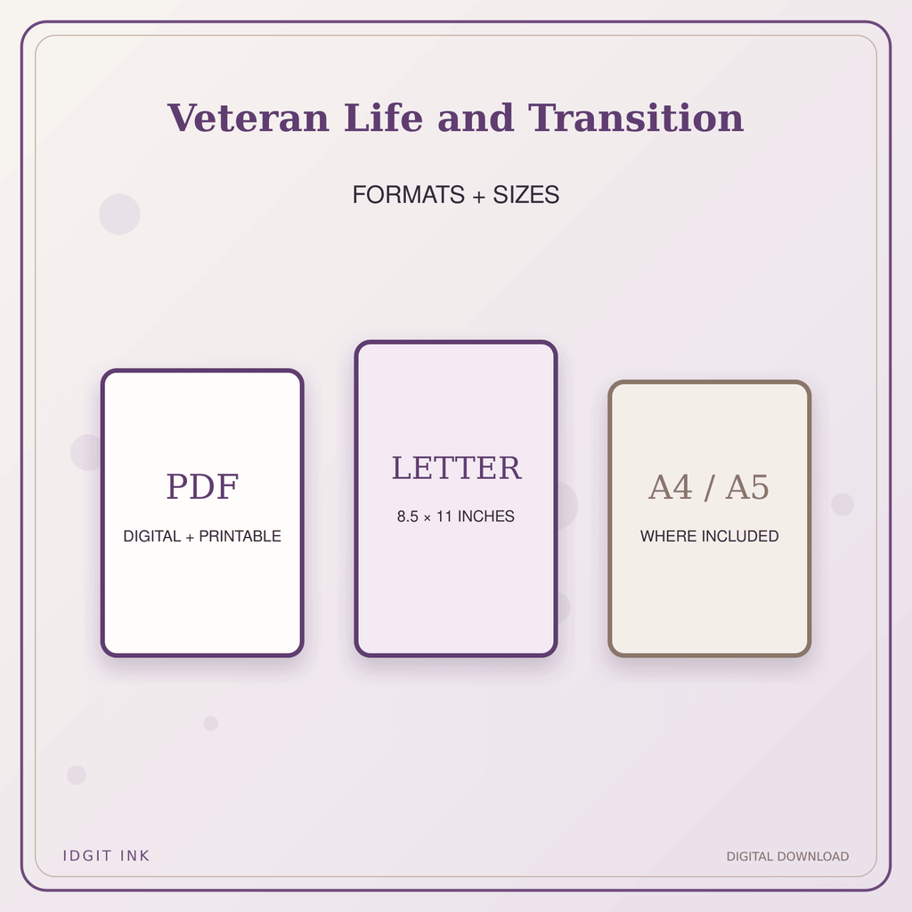 Idgit Ink Veteran Life and Transition deluxe journal and planner bundle — digital formats and available page sizes