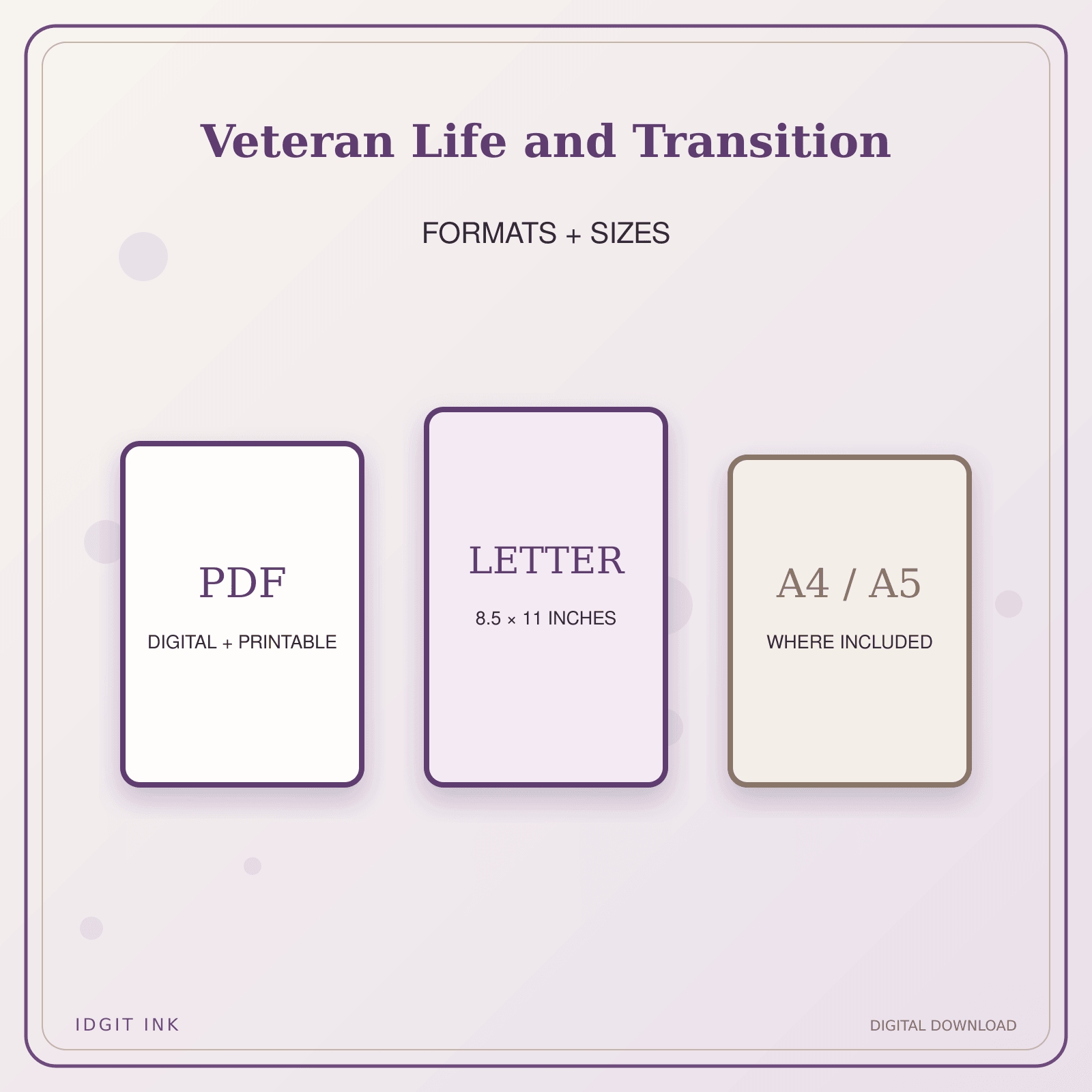 Idgit Ink Veteran Life and Transition deluxe journal and planner bundle — digital formats and available page sizes