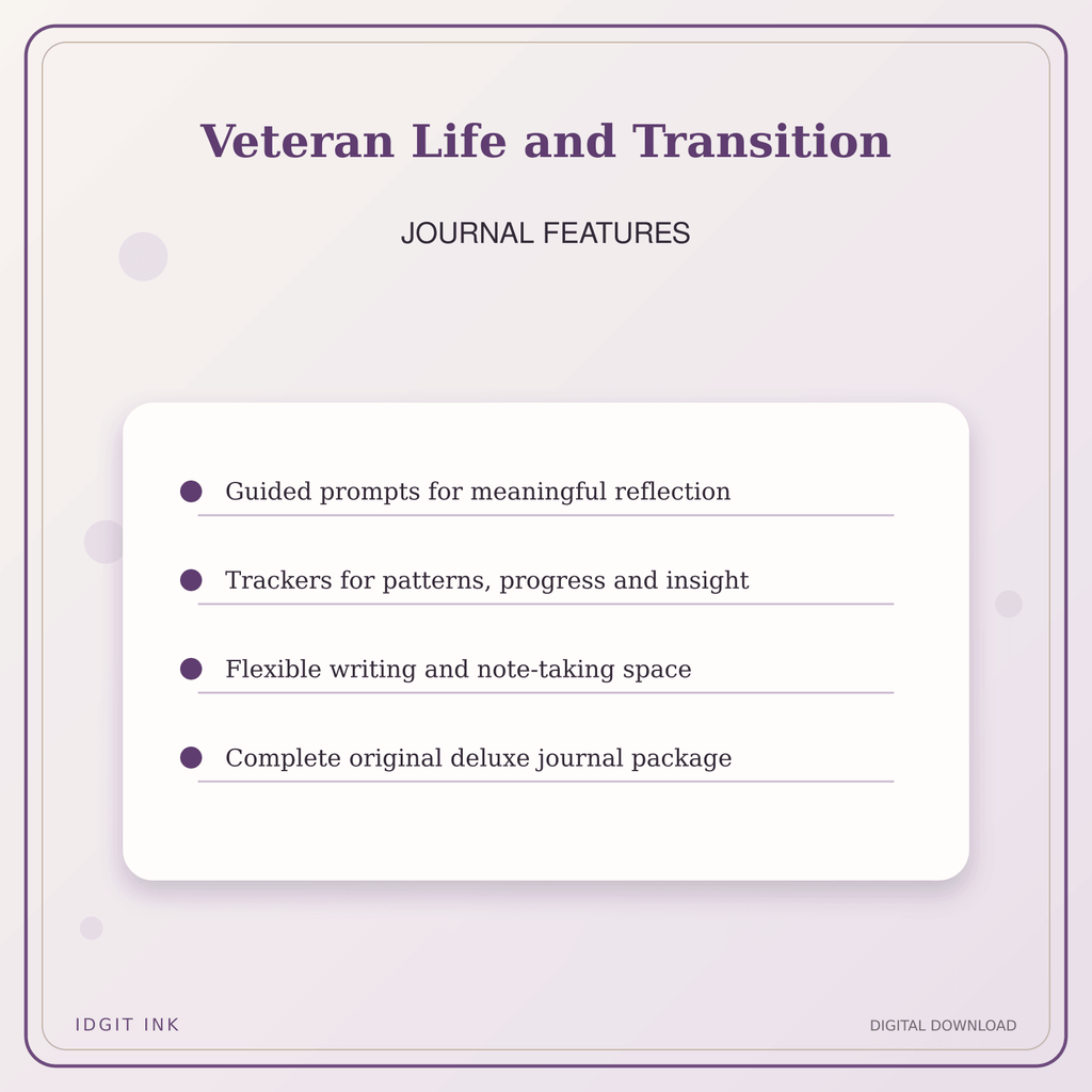 Idgit Ink Veteran Life and Transition deluxe journal and planner bundle — journal prompts and reflection features