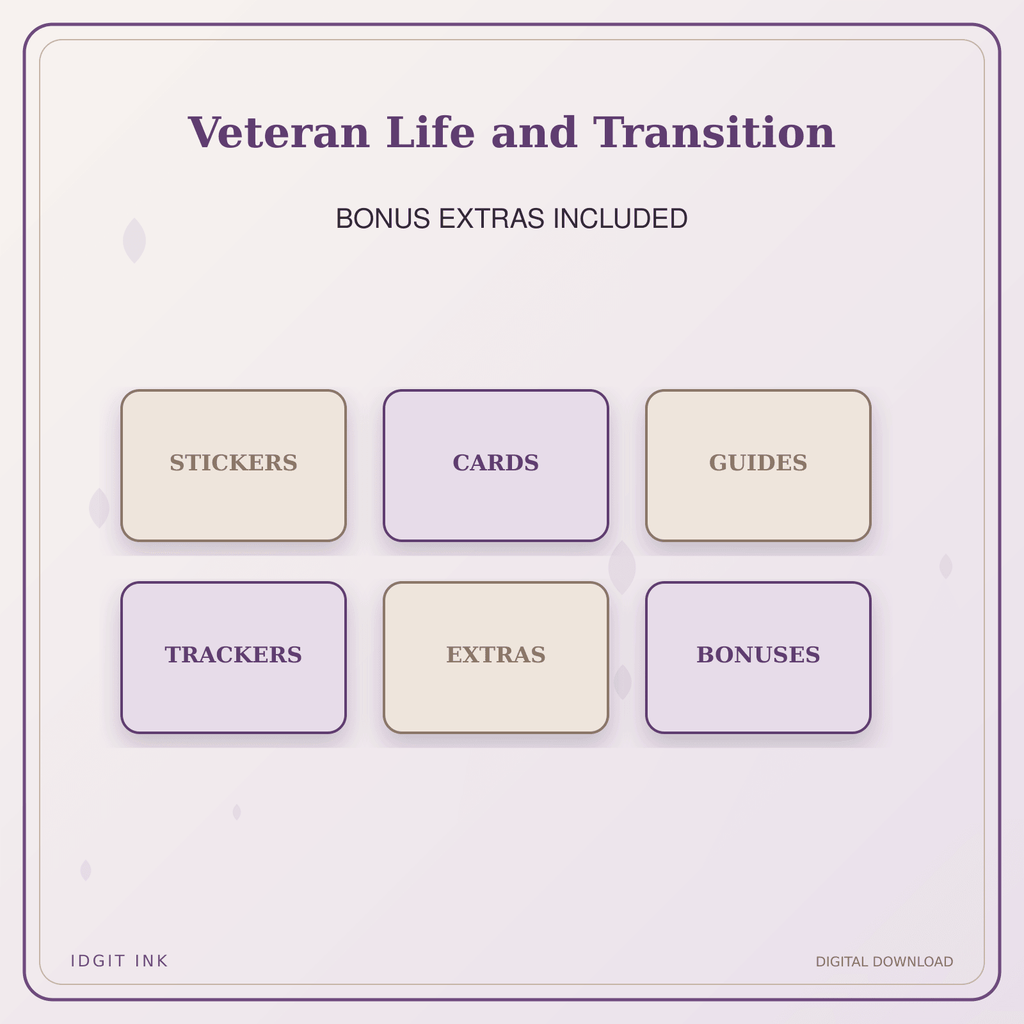 Idgit Ink Veteran Life and Transition deluxe journal and planner bundle — included digital stickers and cards