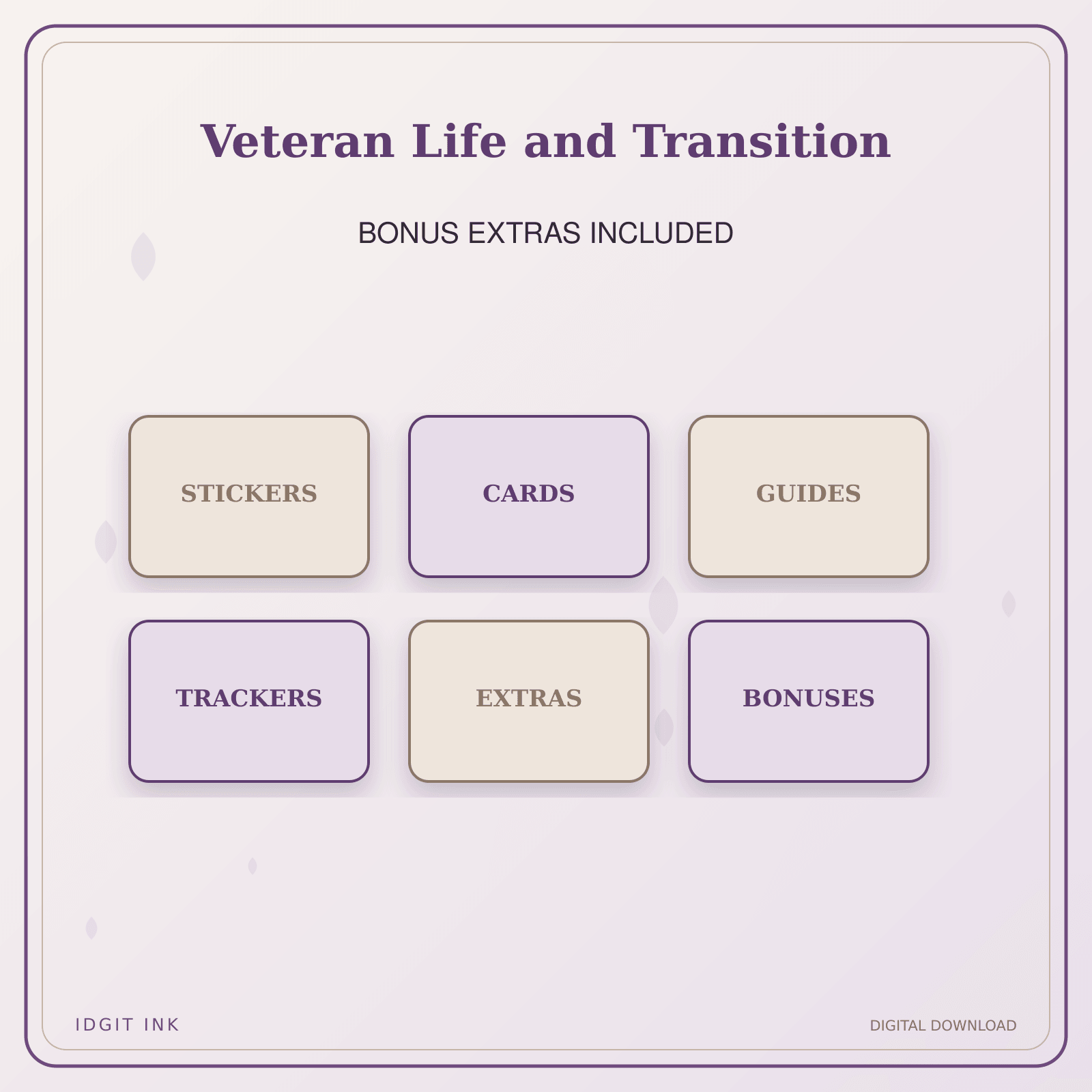 Idgit Ink Veteran Life and Transition deluxe journal and planner bundle — included digital stickers and cards
