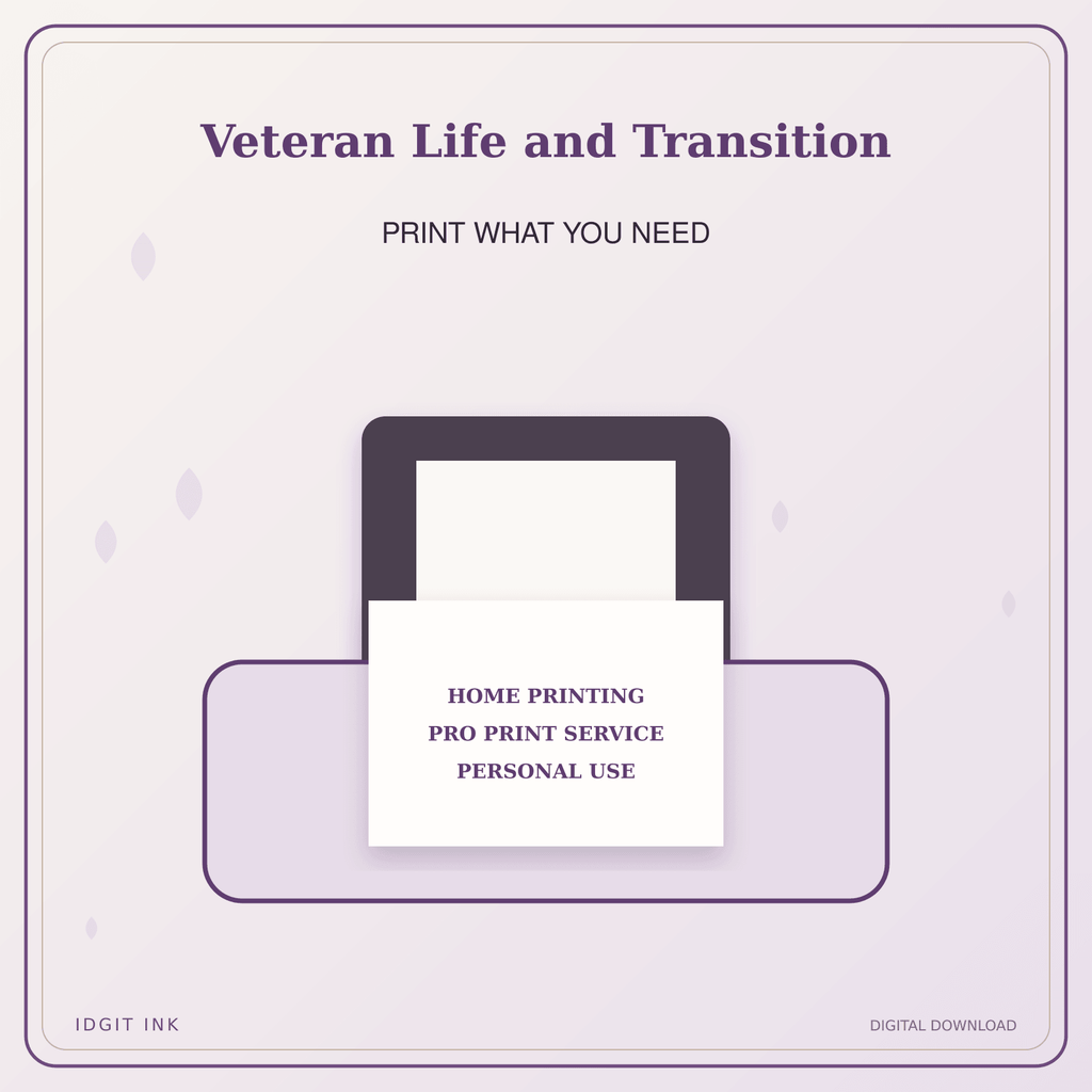 Idgit Ink Veteran Life and Transition deluxe journal and planner bundle — home and professional printing information