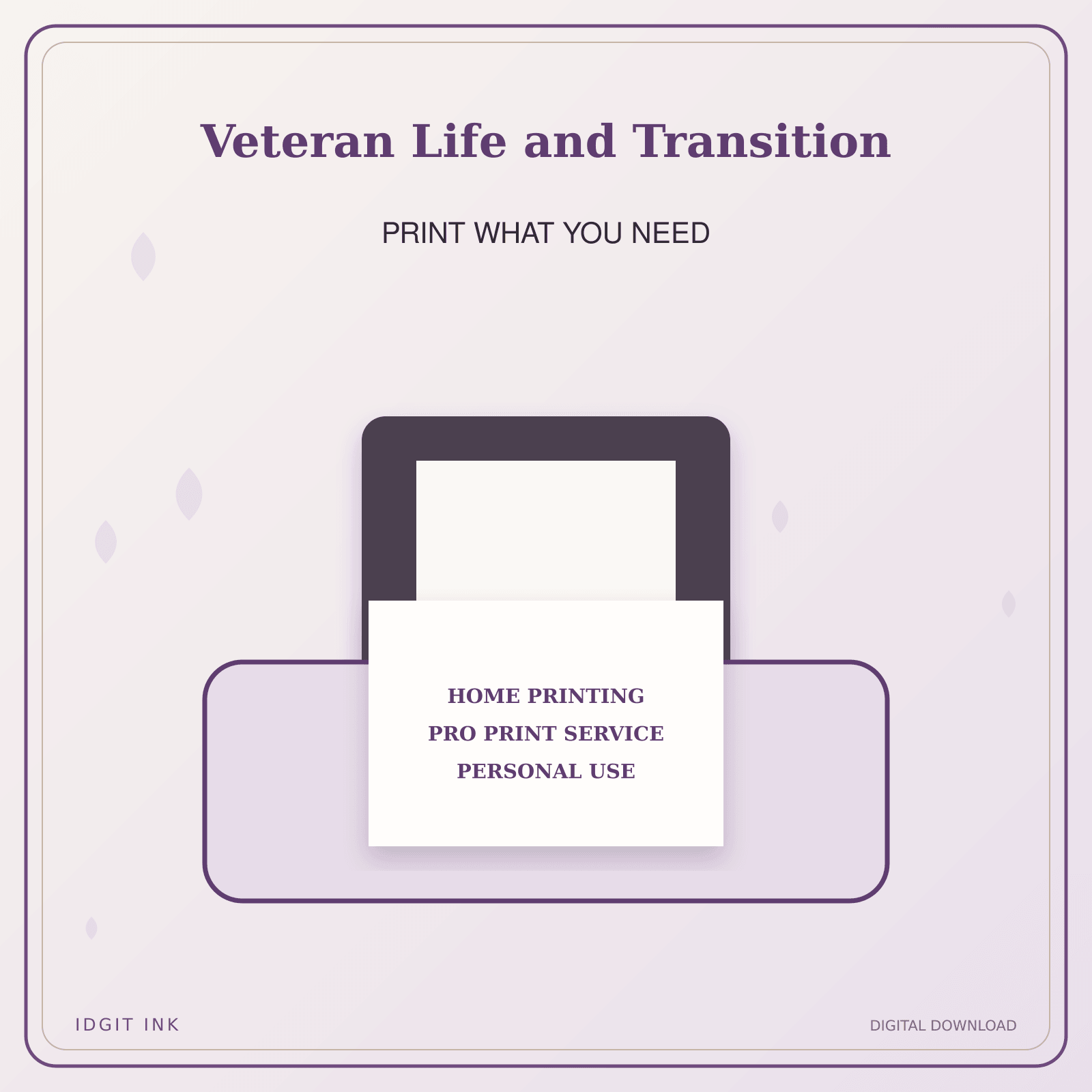 Idgit Ink Veteran Life and Transition deluxe journal and planner bundle — home and professional printing information
