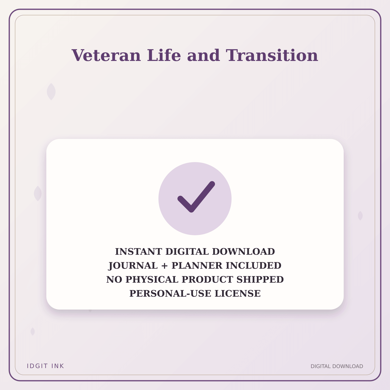Idgit Ink Veteran Life and Transition deluxe journal and planner bundle — instant download and no physical product notice