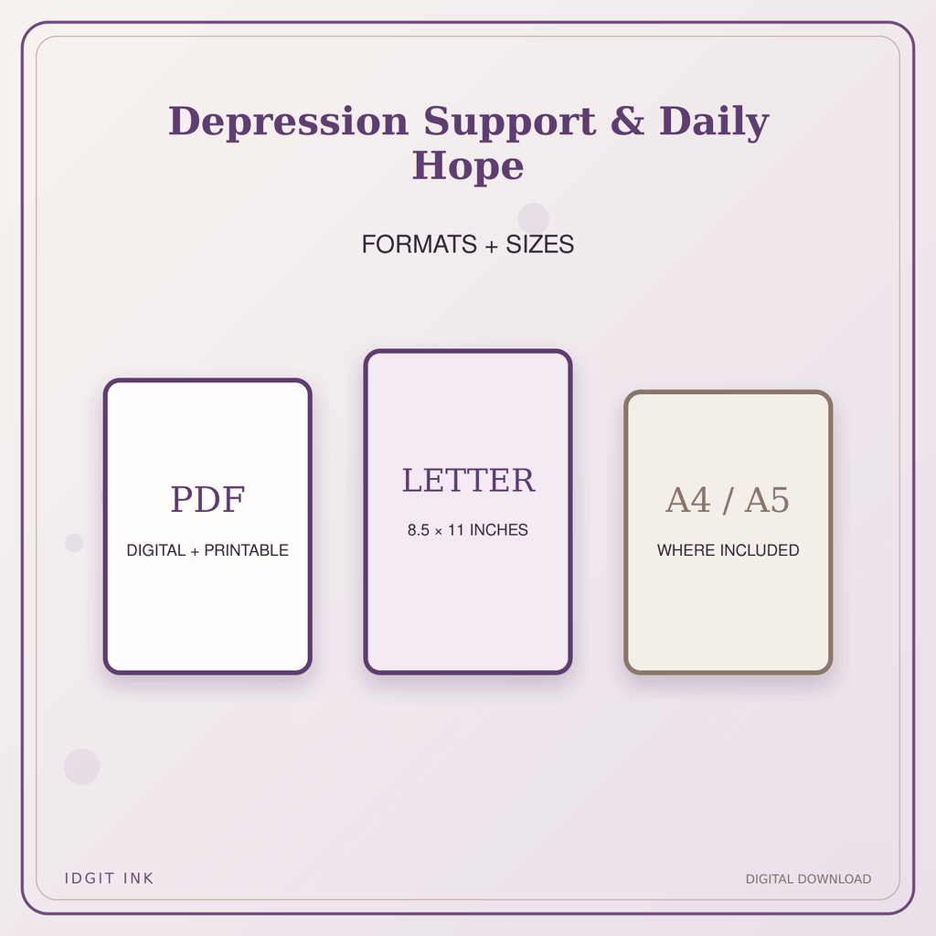 Idgit Ink Depression Support & Daily Hope deluxe journal and planner bundle — digital formats and available page sizes