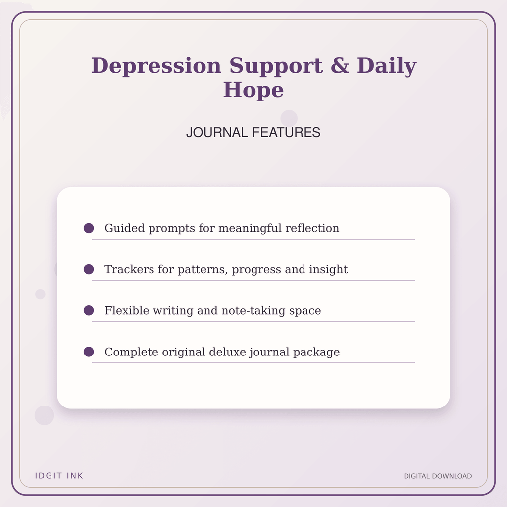 Idgit Ink Depression Support & Daily Hope deluxe journal and planner bundle — journal prompts and reflection features