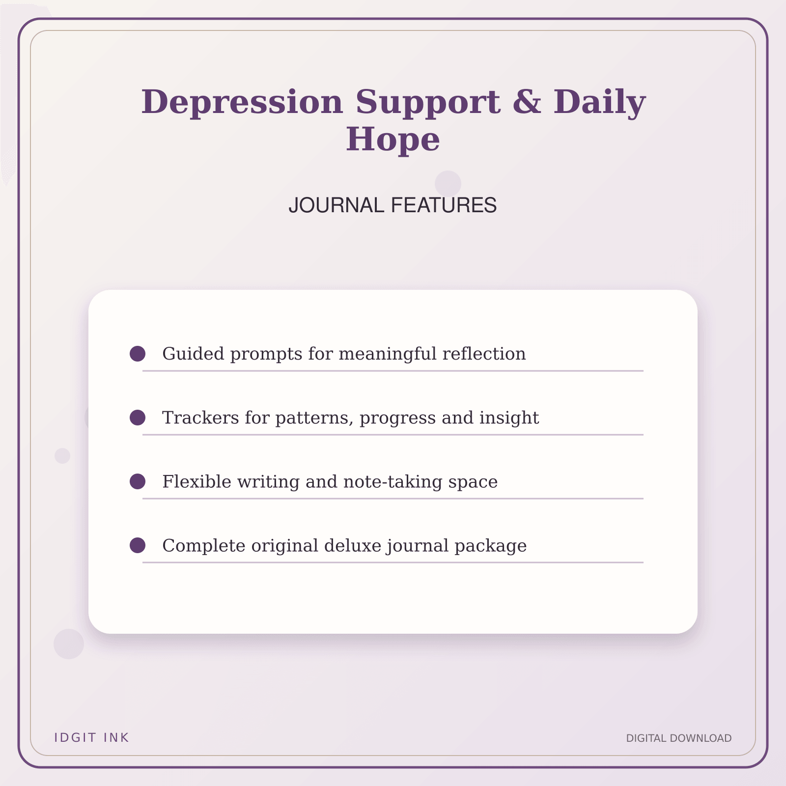 Idgit Ink Depression Support & Daily Hope deluxe journal and planner bundle — journal prompts and reflection features