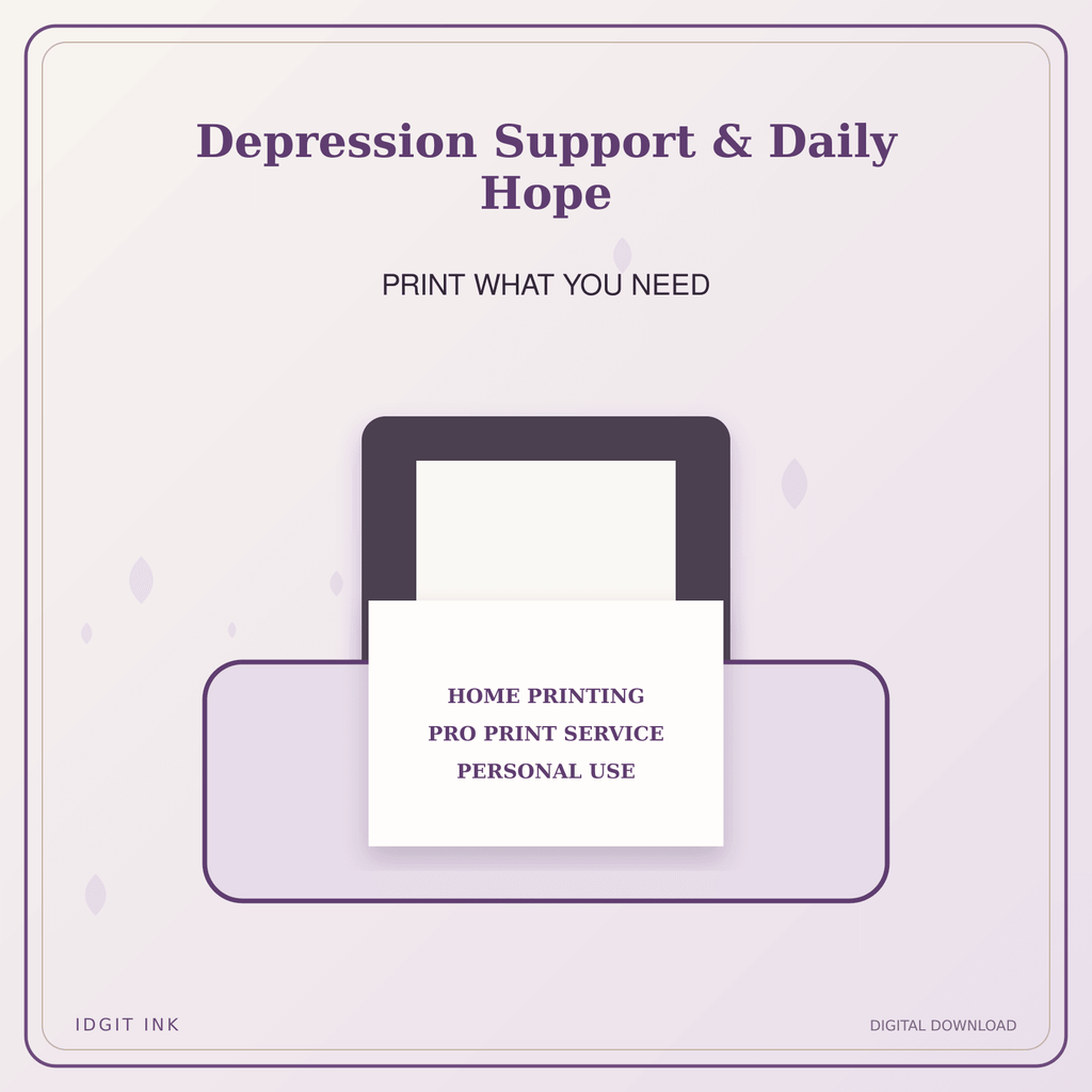 Idgit Ink Depression Support & Daily Hope deluxe journal and planner bundle — home and professional printing information