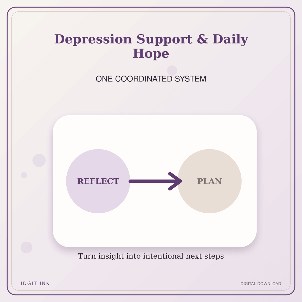 Idgit Ink Depression Support & Daily Hope deluxe journal and planner bundle — topic-specific benefits and use cases