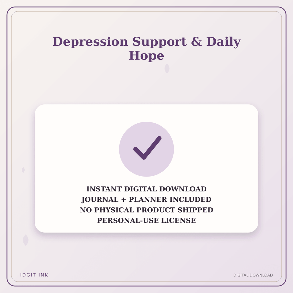 Idgit Ink Depression Support & Daily Hope deluxe journal and planner bundle — instant download and no physical product notice