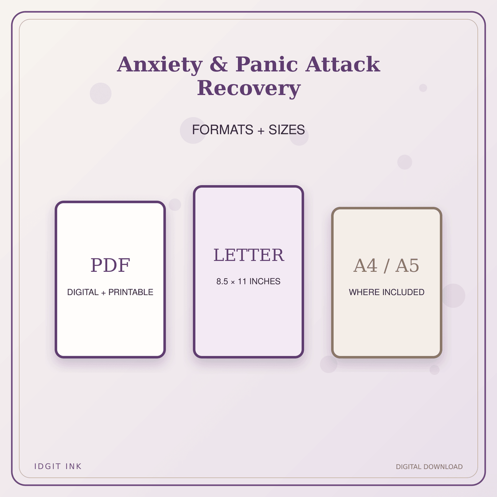 Idgit Ink Anxiety & Panic Attack Recovery deluxe journal and planner bundle — digital formats and available page sizes