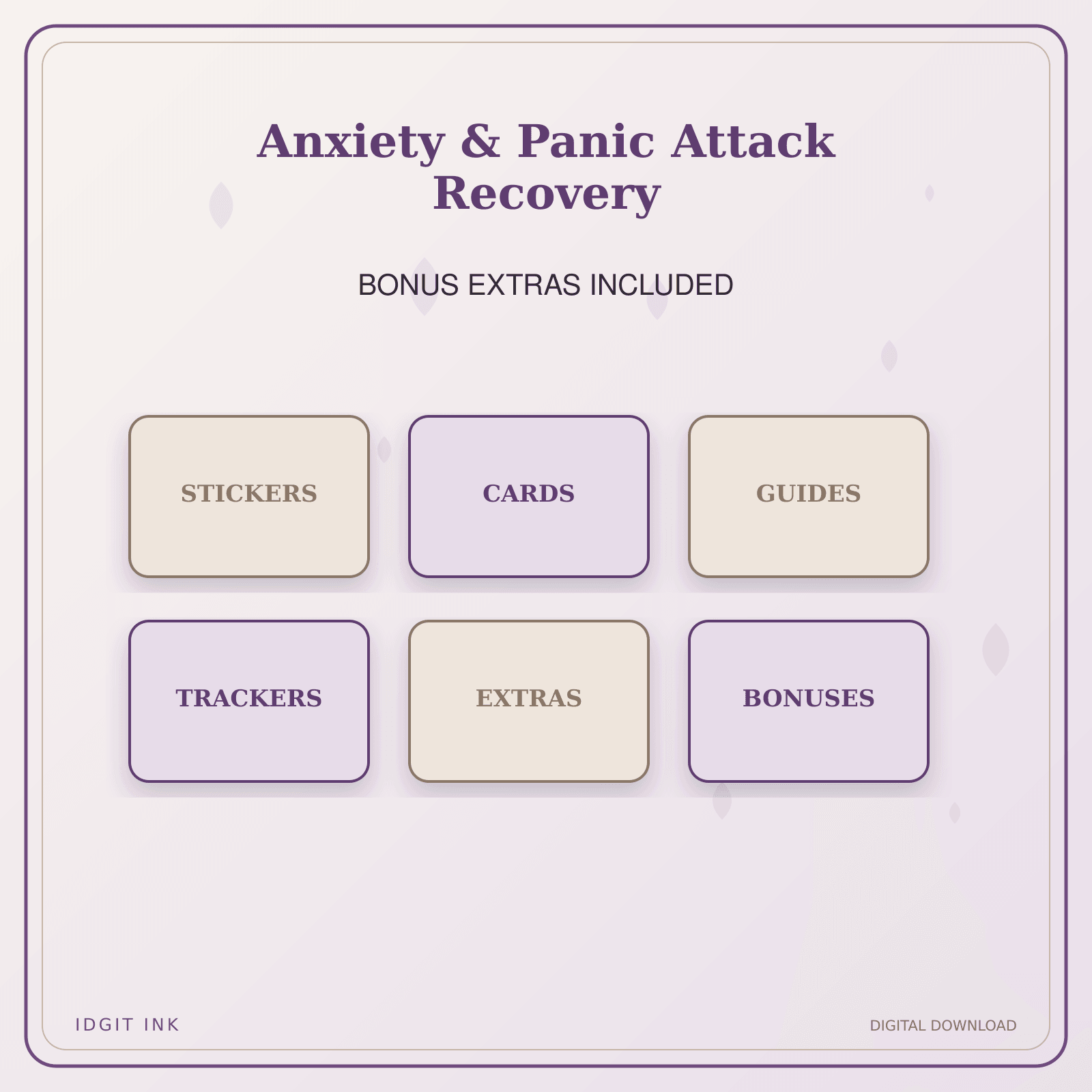 Idgit Ink Anxiety & Panic Attack Recovery deluxe journal and planner bundle — included digital stickers and cards