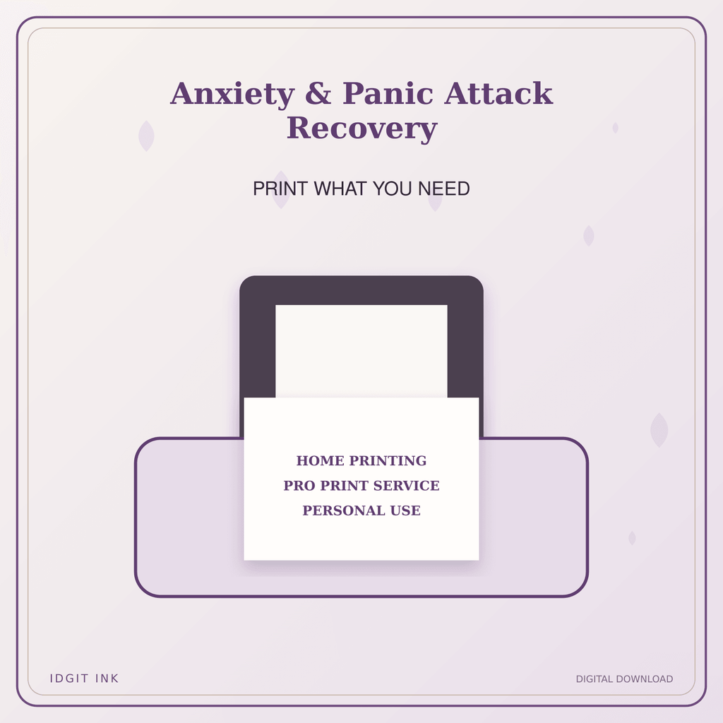 Idgit Ink Anxiety & Panic Attack Recovery deluxe journal and planner bundle — home and professional printing information