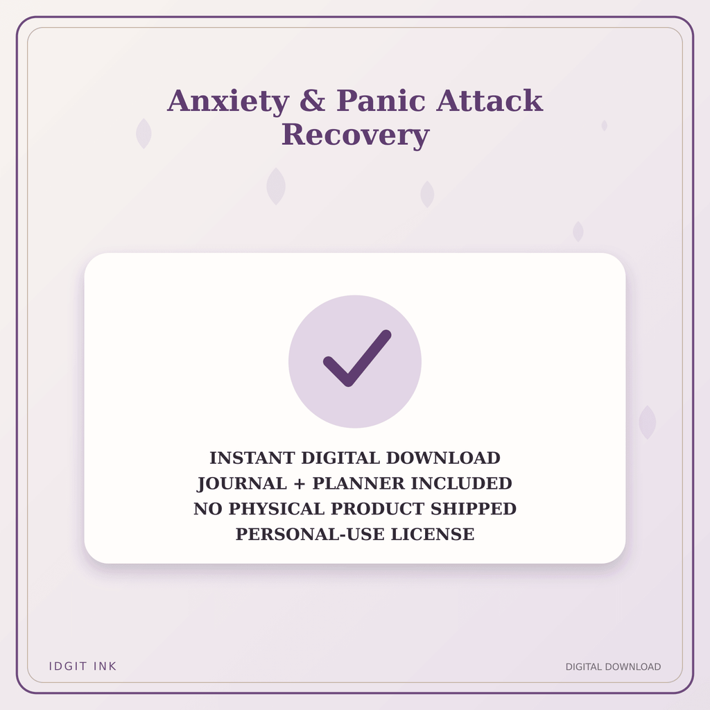 Idgit Ink Anxiety & Panic Attack Recovery deluxe journal and planner bundle — instant download and no physical product notice