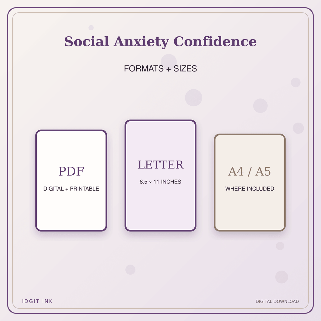 Idgit Ink Social Anxiety Confidence deluxe journal and planner bundle — digital formats and available page sizes