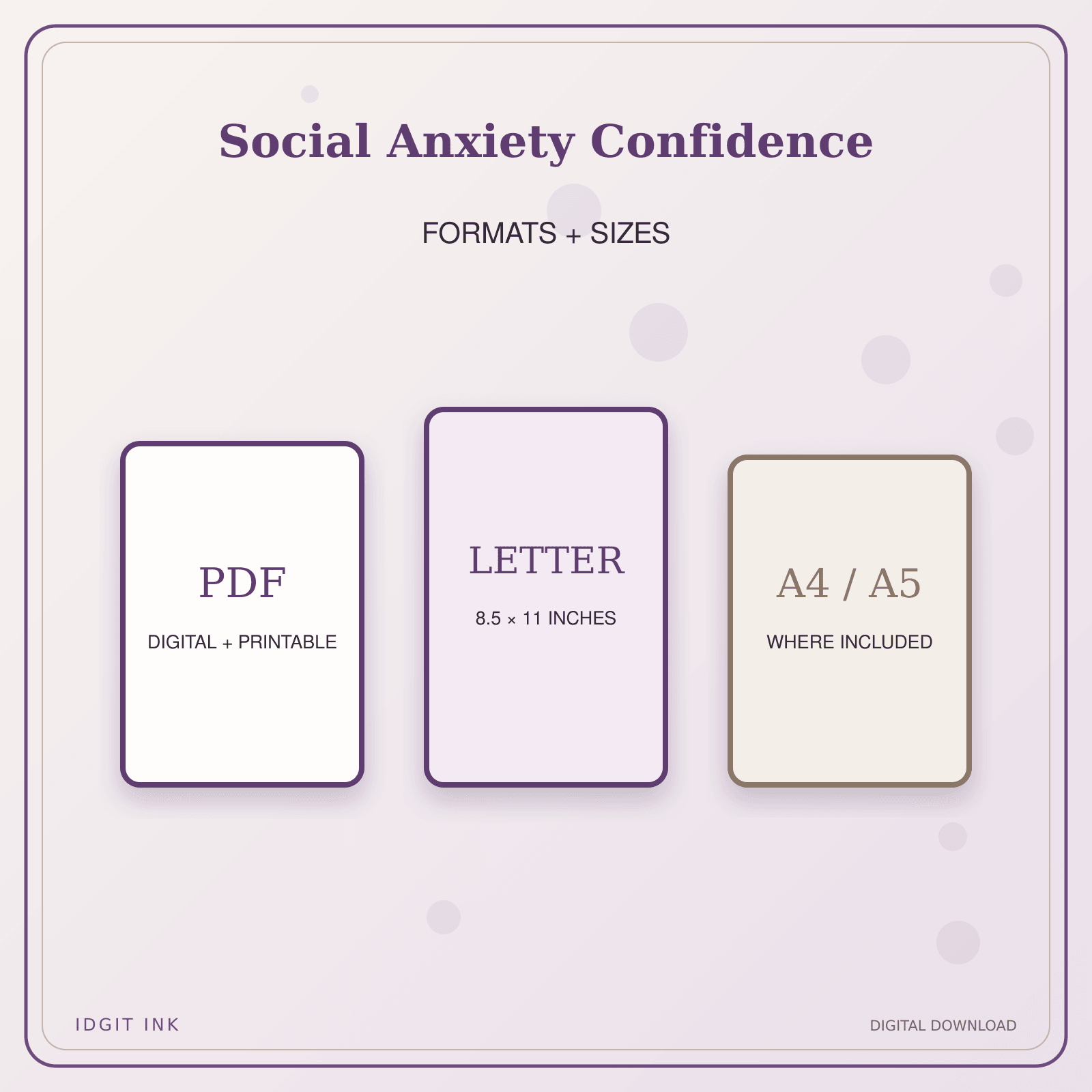 Idgit Ink Social Anxiety Confidence deluxe journal and planner bundle — digital formats and available page sizes