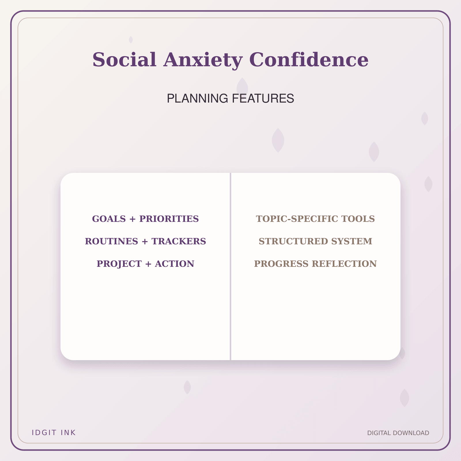 Idgit Ink Social Anxiety Confidence deluxe journal and planner bundle — planner organization and planning features