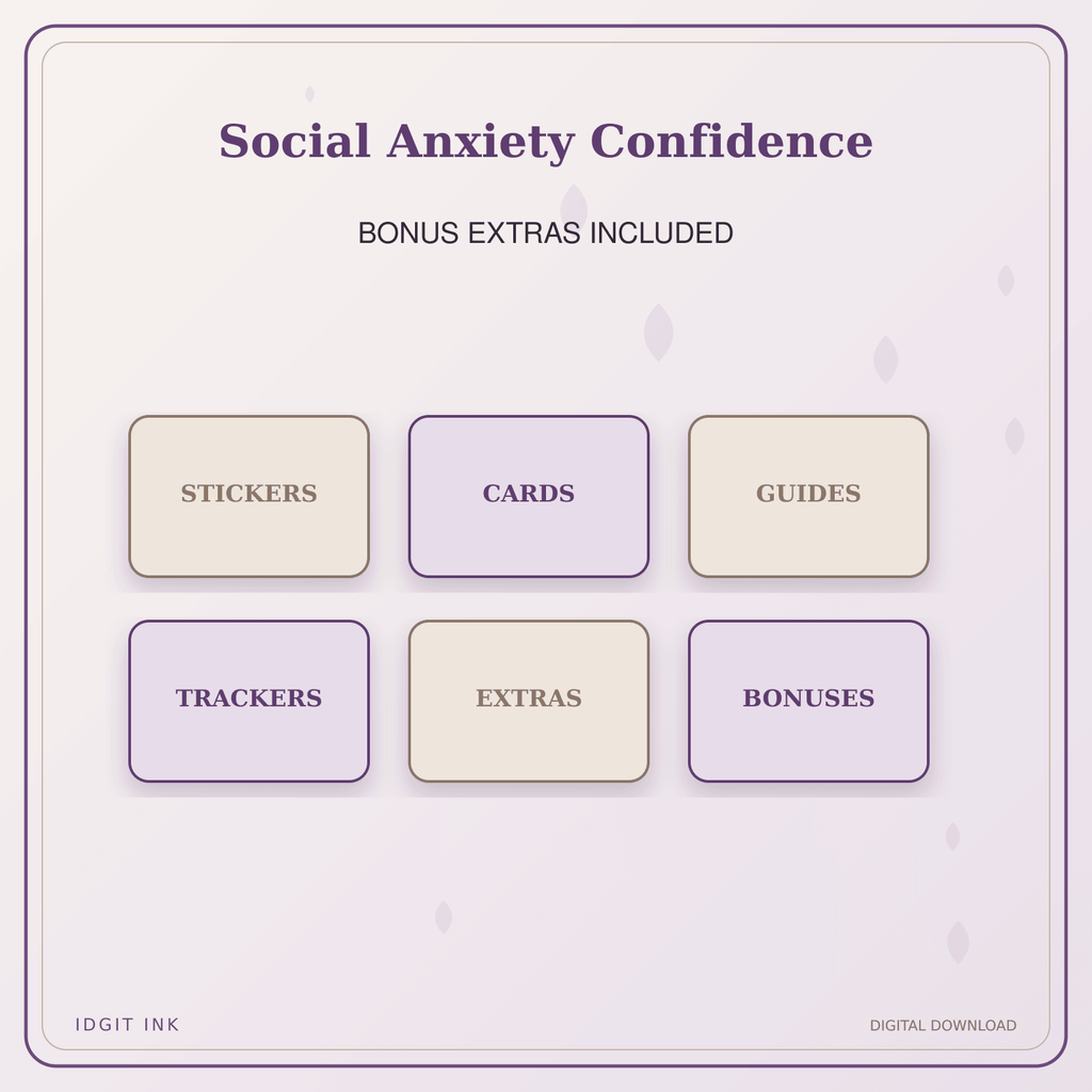 Idgit Ink Social Anxiety Confidence deluxe journal and planner bundle — included digital stickers and cards
