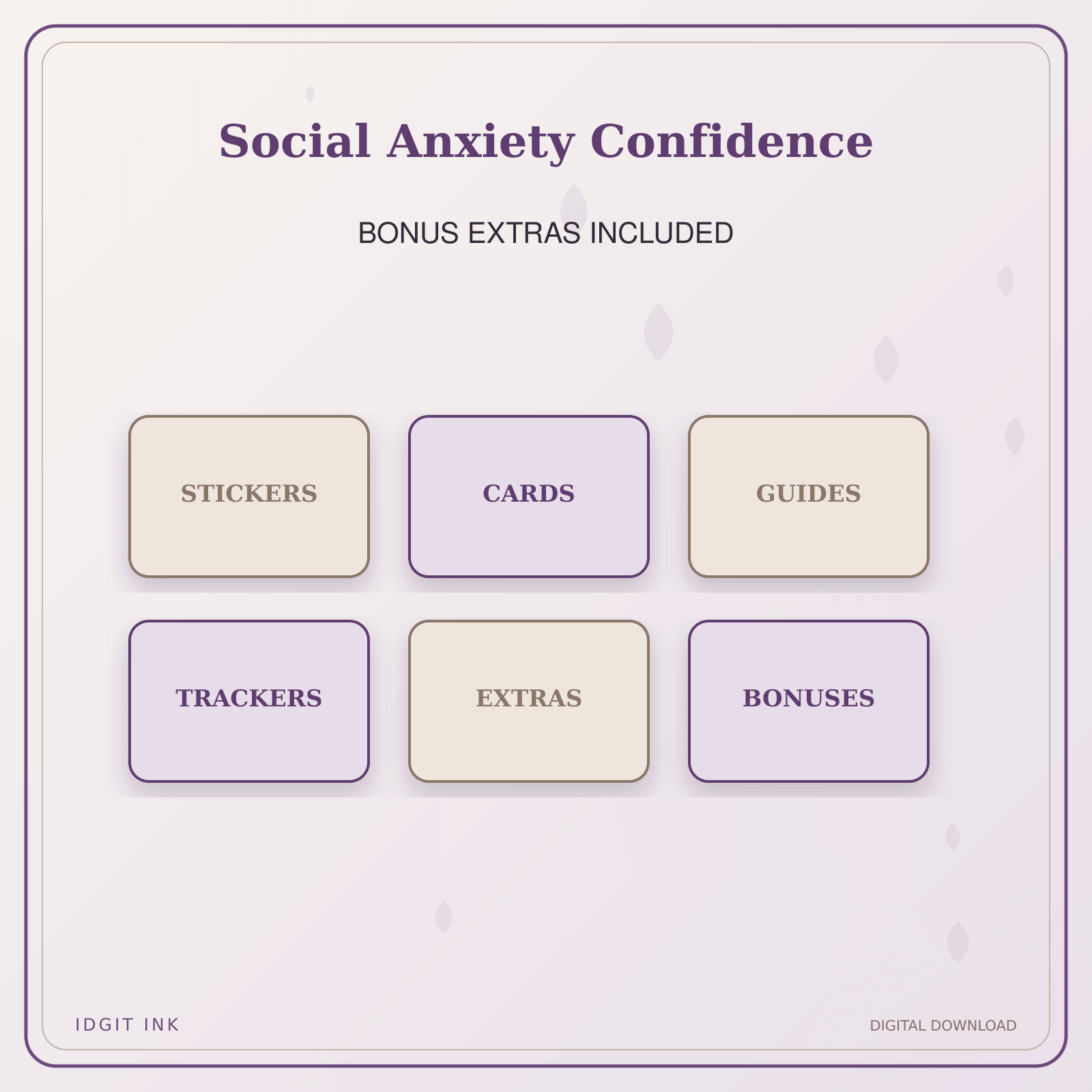 Idgit Ink Social Anxiety Confidence deluxe journal and planner bundle — included digital stickers and cards