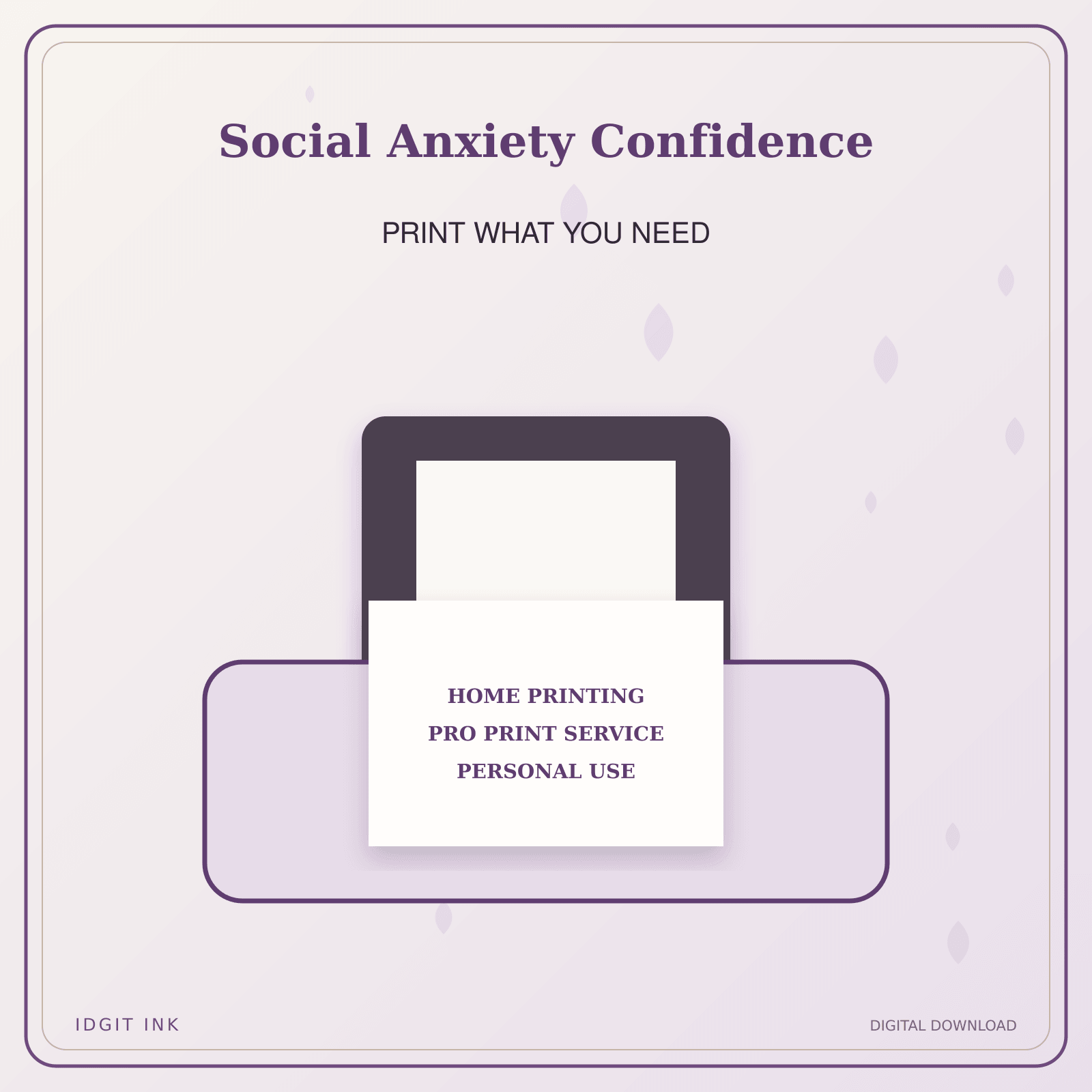 Idgit Ink Social Anxiety Confidence deluxe journal and planner bundle — home and professional printing information