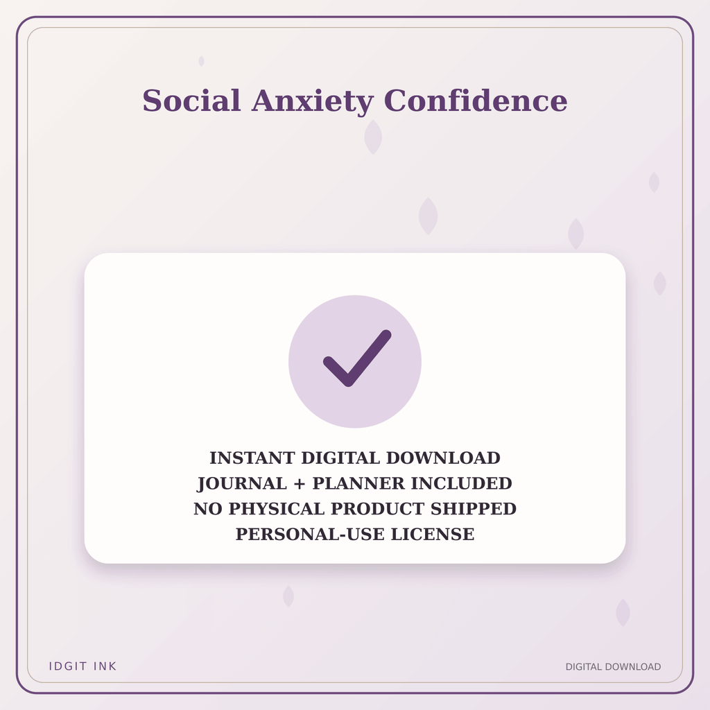 Idgit Ink Social Anxiety Confidence deluxe journal and planner bundle — instant download and no physical product notice