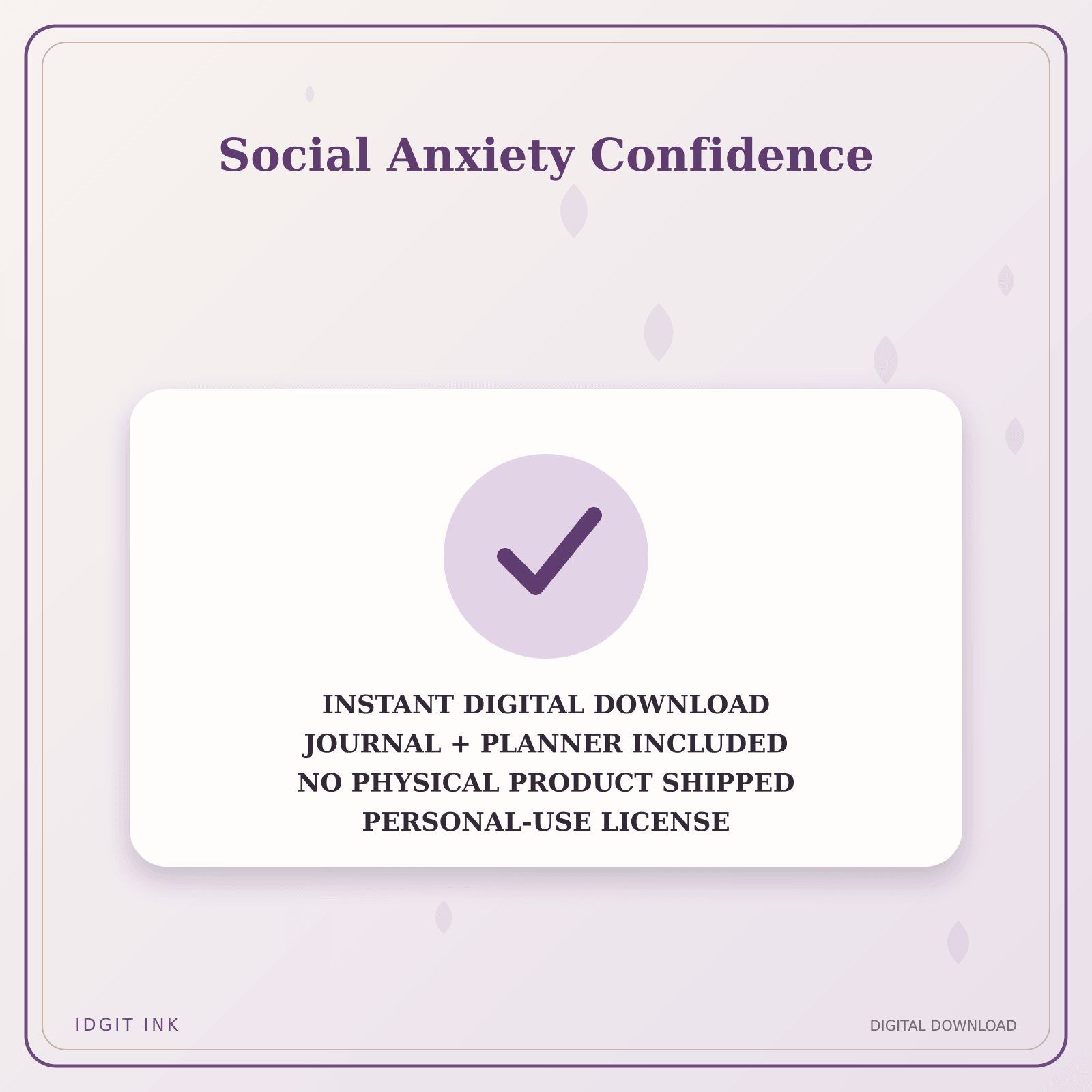 Idgit Ink Social Anxiety Confidence deluxe journal and planner bundle — instant download and no physical product notice