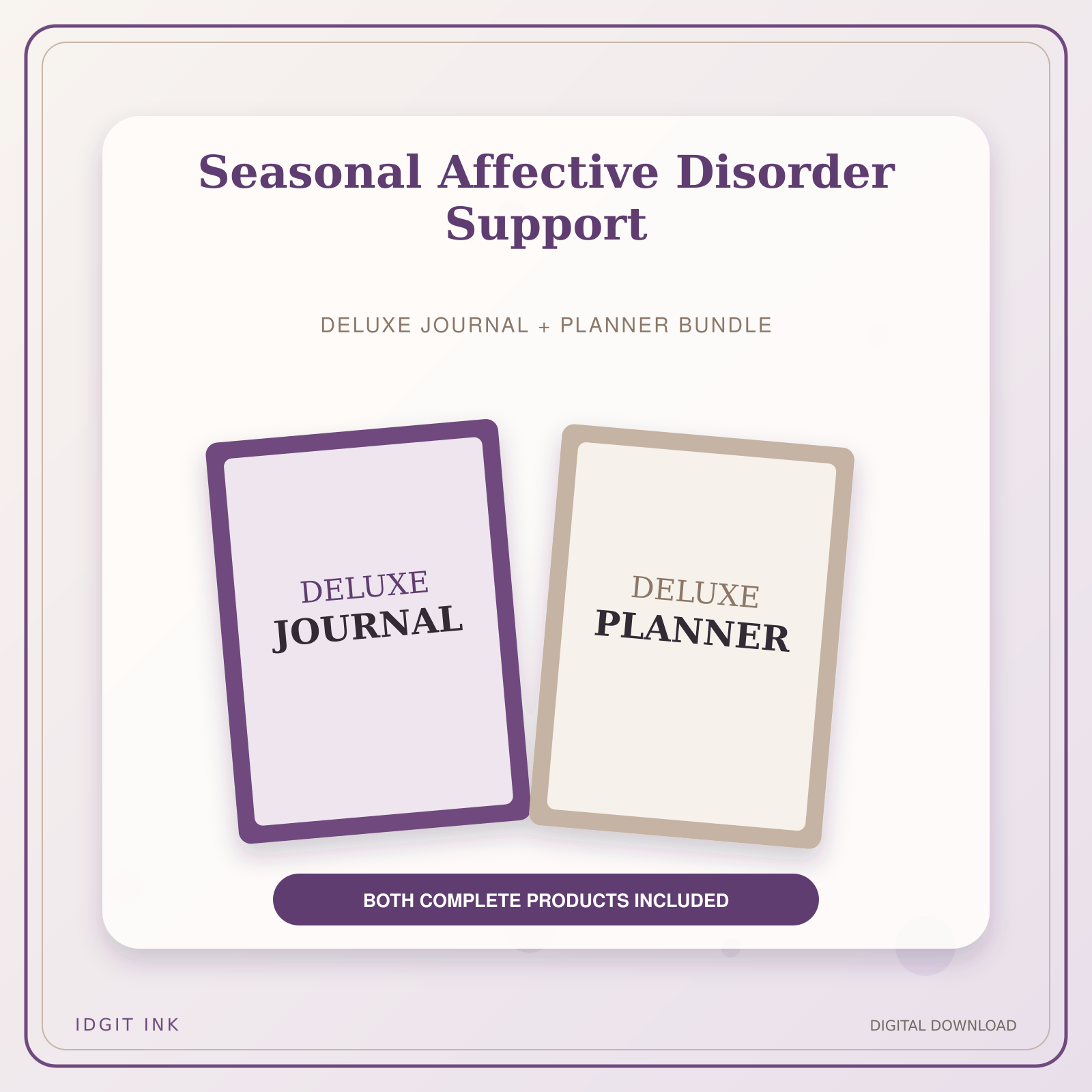 Idgit Ink Seasonal Affective Disorder Support deluxe journal and planner bundle — primary bundle cover showing both deluxe products