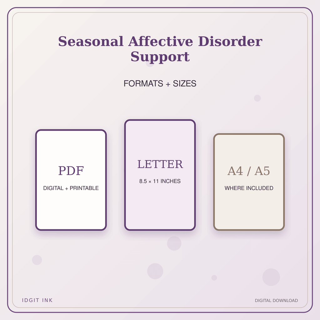 Idgit Ink Seasonal Affective Disorder Support deluxe journal and planner bundle — digital formats and available page sizes