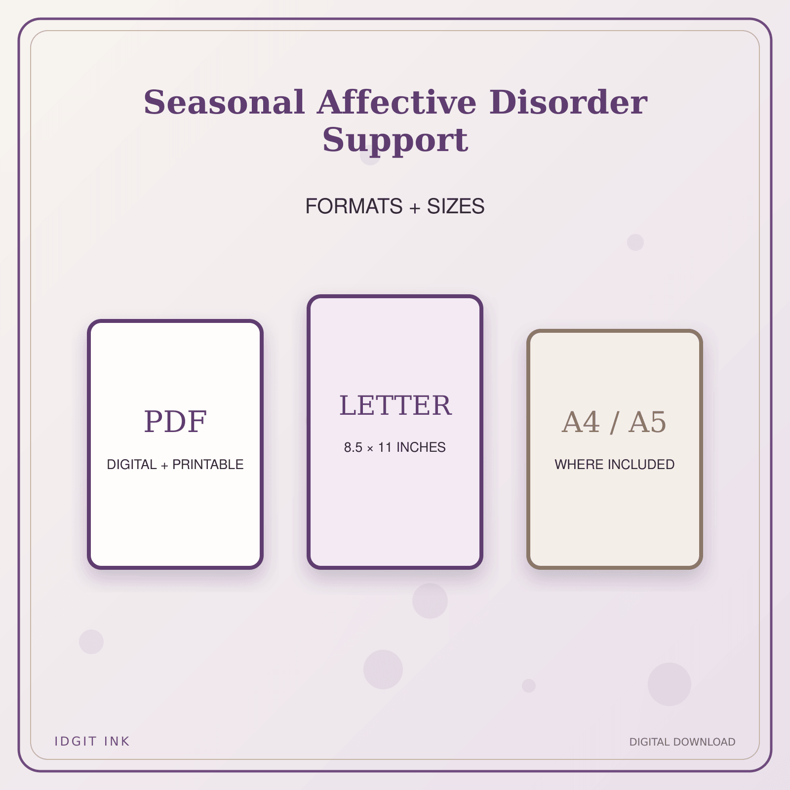 Idgit Ink Seasonal Affective Disorder Support deluxe journal and planner bundle — digital formats and available page sizes