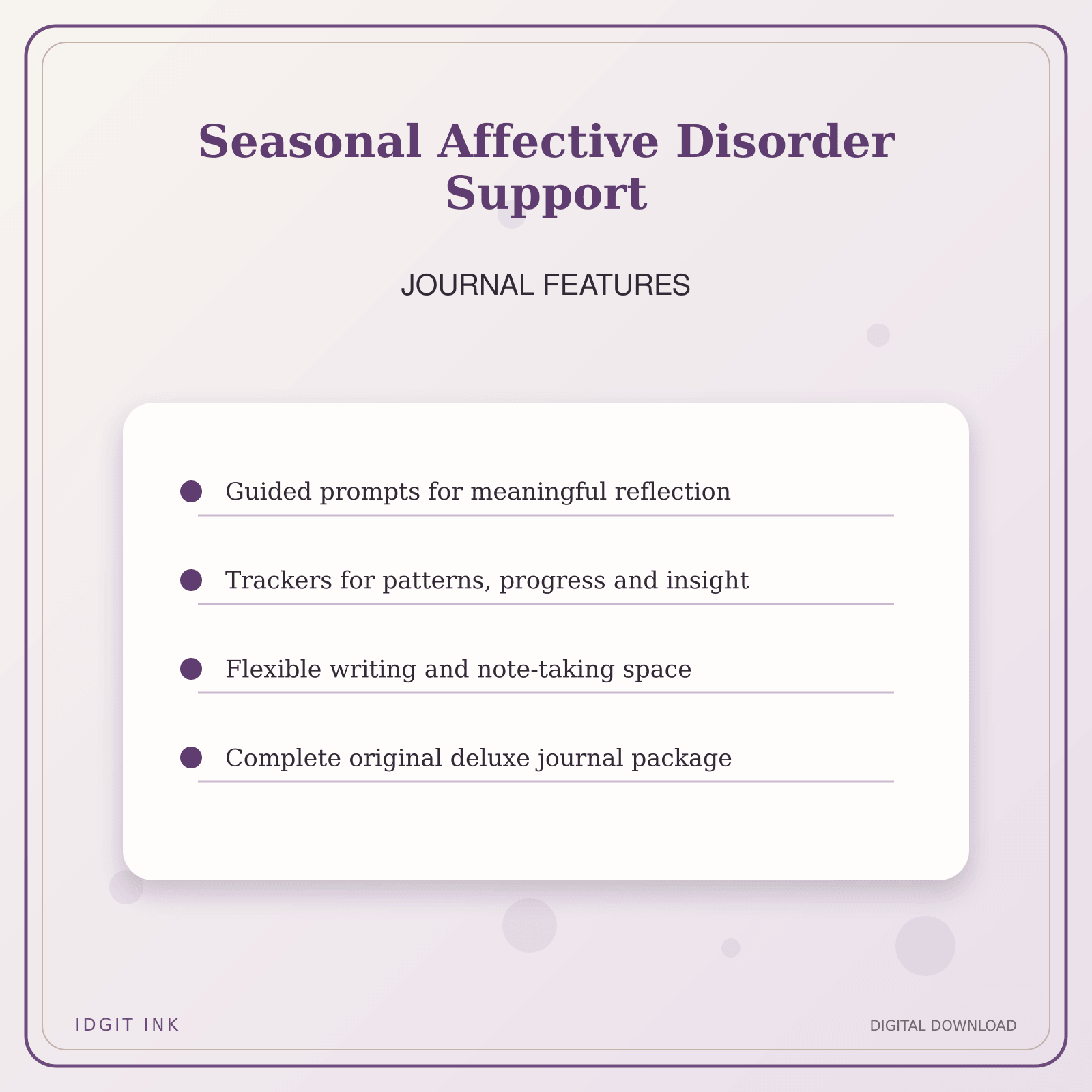 Idgit Ink Seasonal Affective Disorder Support deluxe journal and planner bundle — journal prompts and reflection features