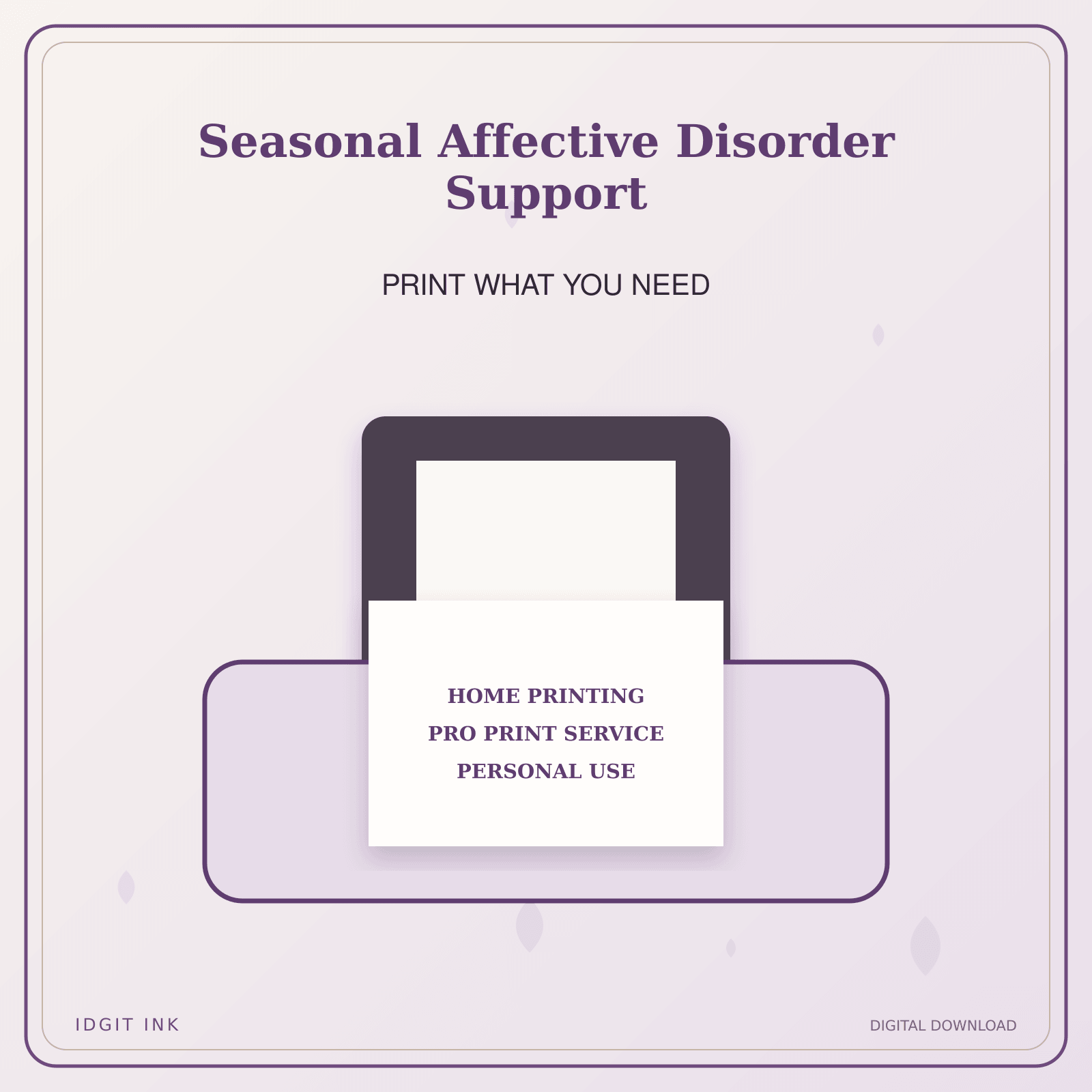 Idgit Ink Seasonal Affective Disorder Support deluxe journal and planner bundle — home and professional printing information
