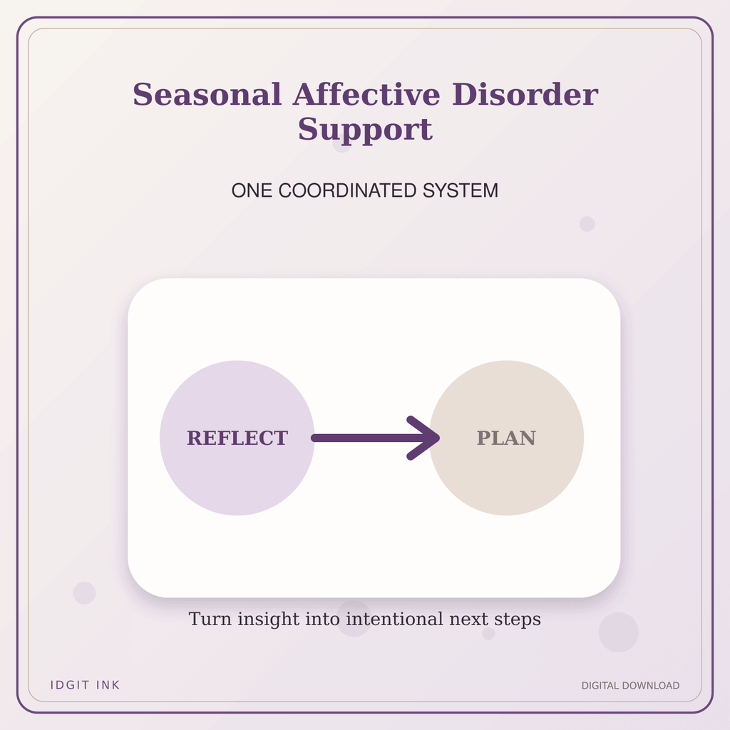 Idgit Ink Seasonal Affective Disorder Support deluxe journal and planner bundle — topic-specific benefits and use cases
