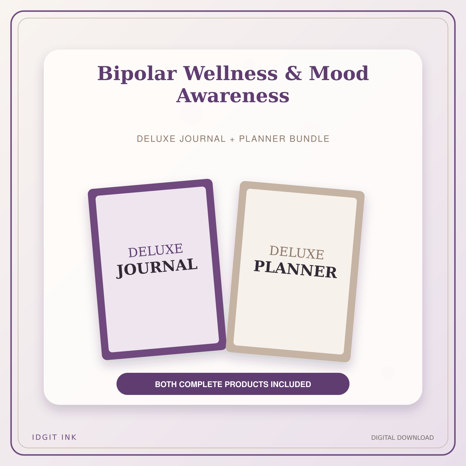 Idgit Ink Bipolar Wellness & Mood Awareness deluxe journal and planner bundle — primary bundle cover showing both deluxe products