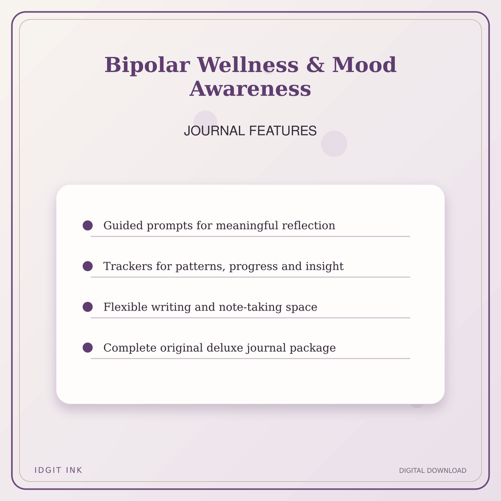 Idgit Ink Bipolar Wellness & Mood Awareness deluxe journal and planner bundle — journal prompts and reflection features