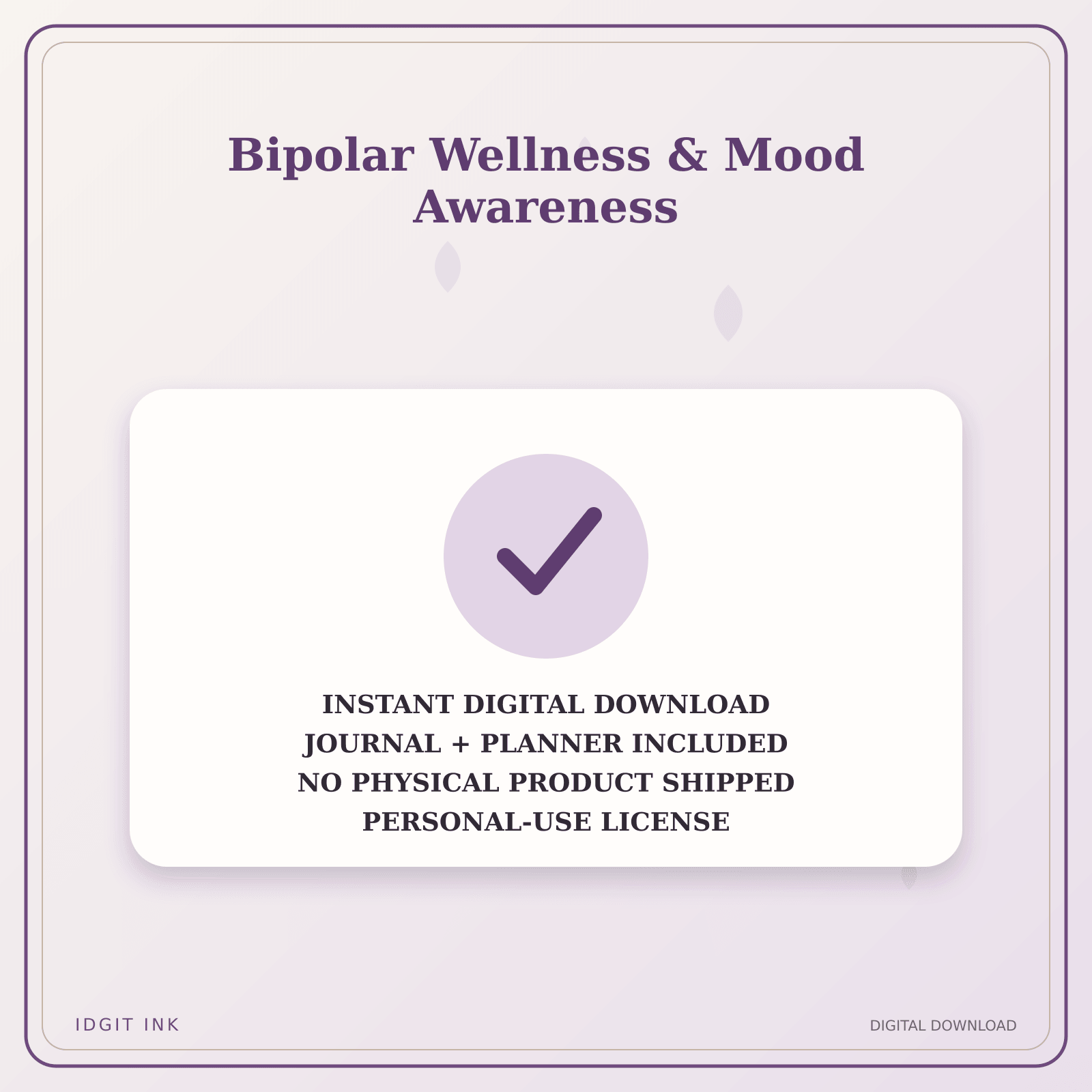 Idgit Ink Bipolar Wellness & Mood Awareness deluxe journal and planner bundle — instant download and no physical product notice