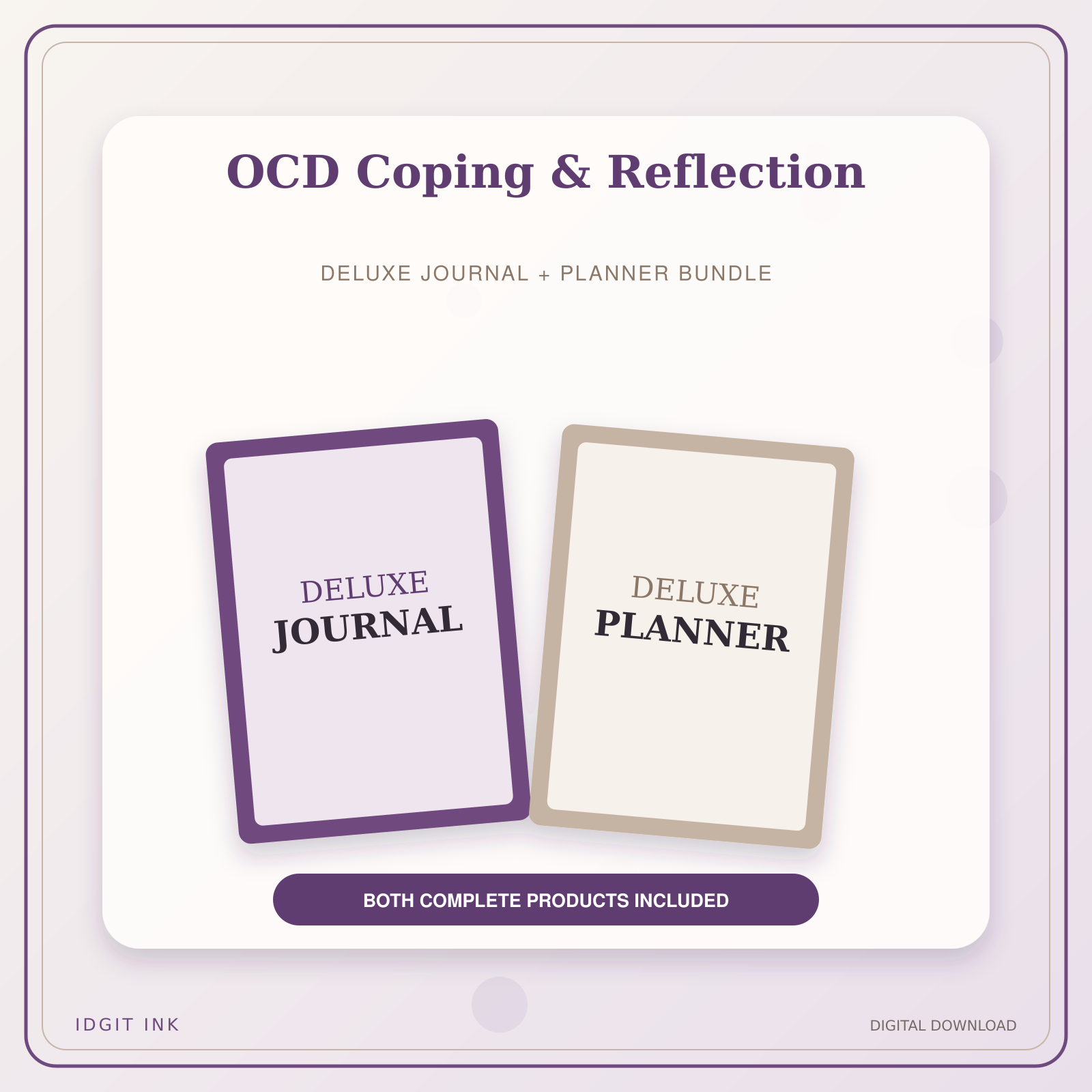 Idgit Ink OCD Coping & Reflection deluxe journal and planner bundle — primary bundle cover showing both deluxe products
