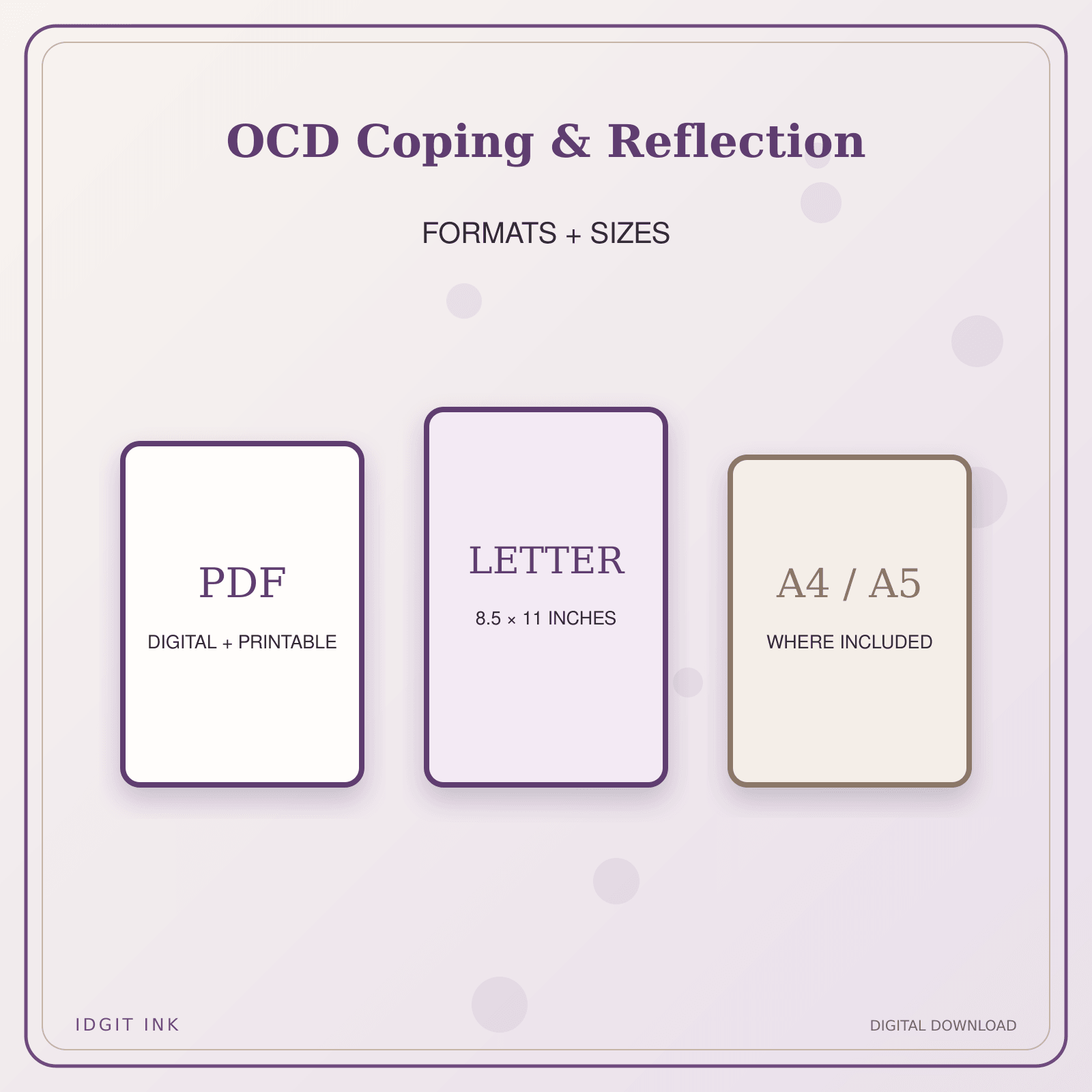 Idgit Ink OCD Coping & Reflection deluxe journal and planner bundle — digital formats and available page sizes