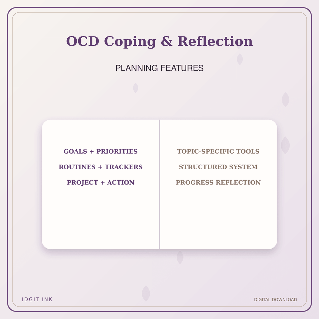 Idgit Ink OCD Coping & Reflection deluxe journal and planner bundle — planner organization and planning features