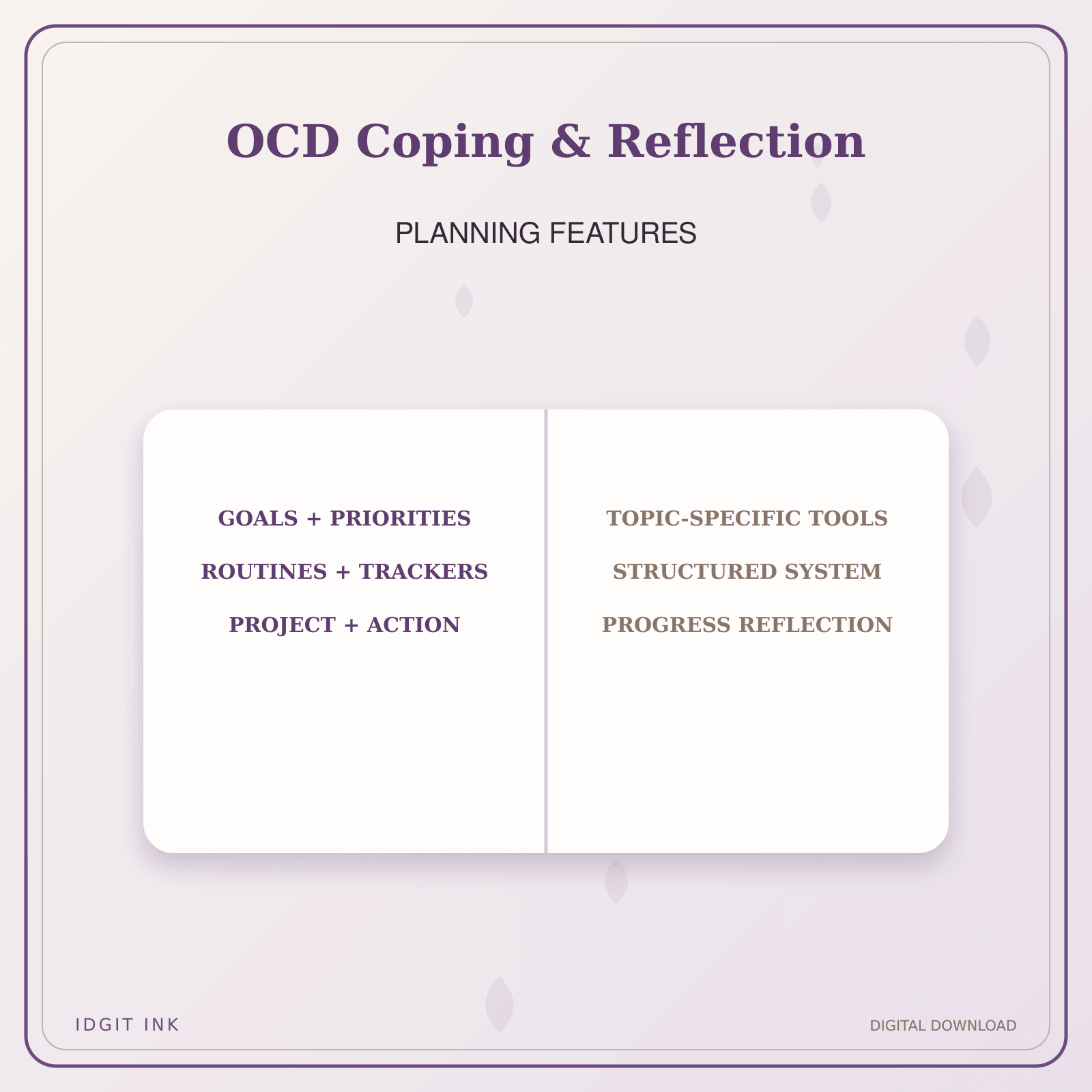 Idgit Ink OCD Coping & Reflection deluxe journal and planner bundle — planner organization and planning features