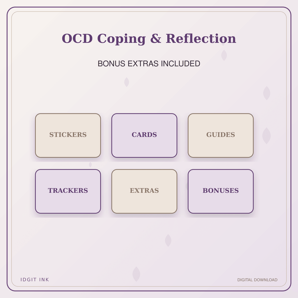 Idgit Ink OCD Coping & Reflection deluxe journal and planner bundle — included digital stickers and cards